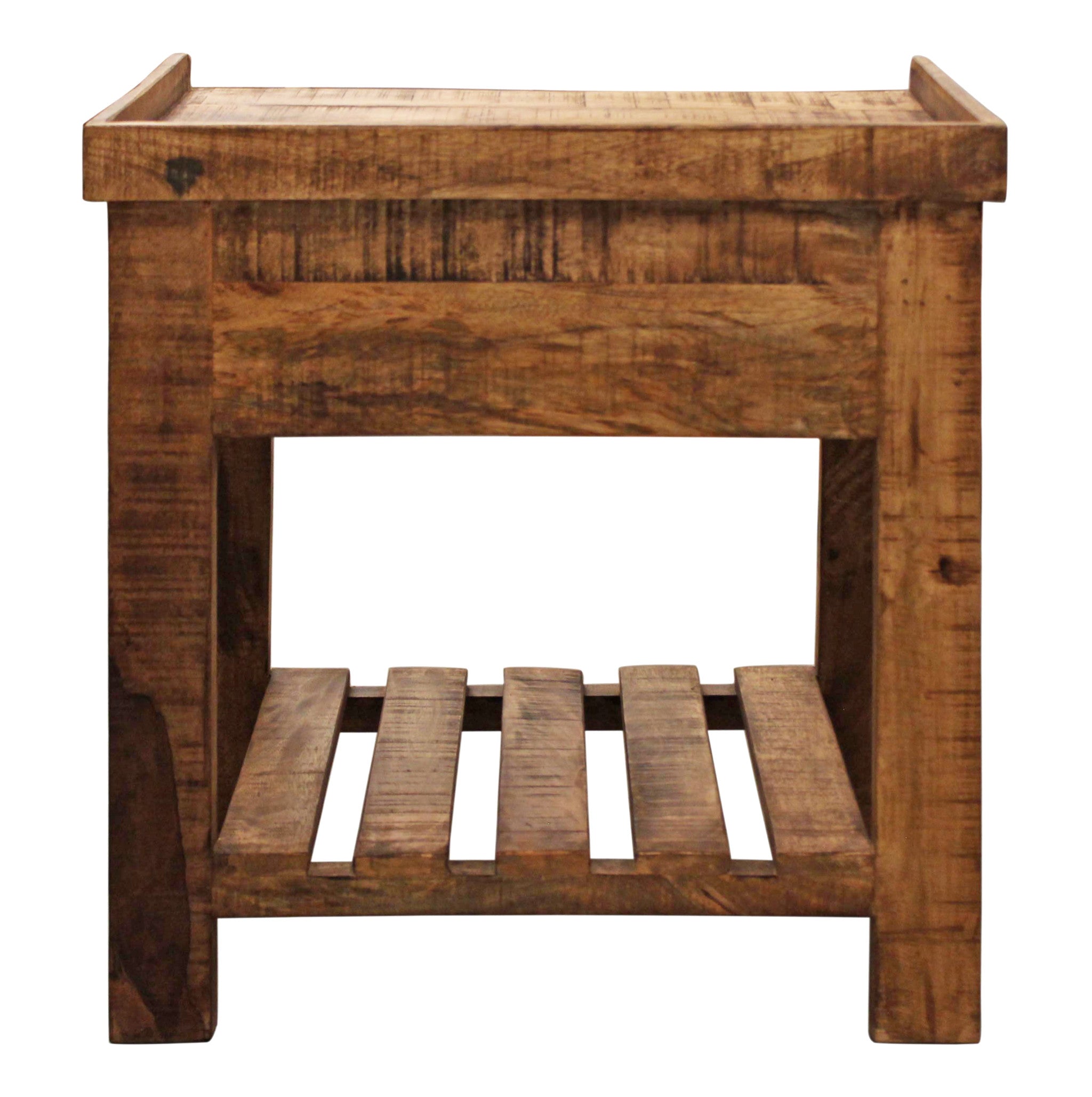29" Natural Solid Wood One Drawer Nightstand