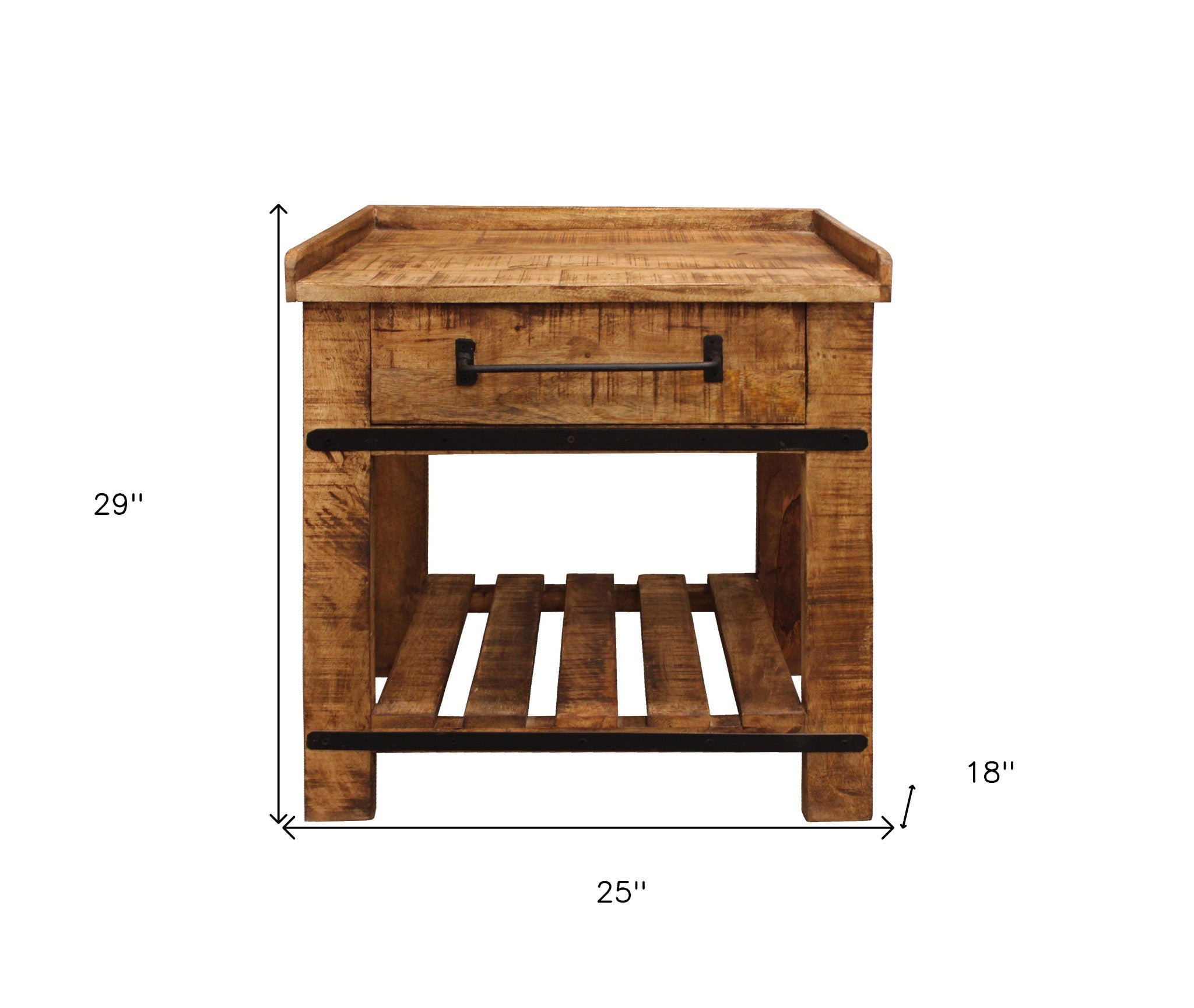 29" Natural Solid Wood One Drawer Nightstand