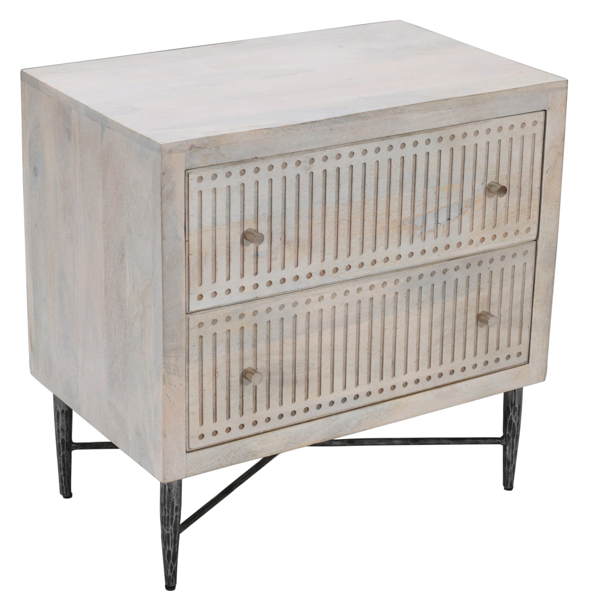 28" Ivory Solid Wood Two Drawer Nightstand