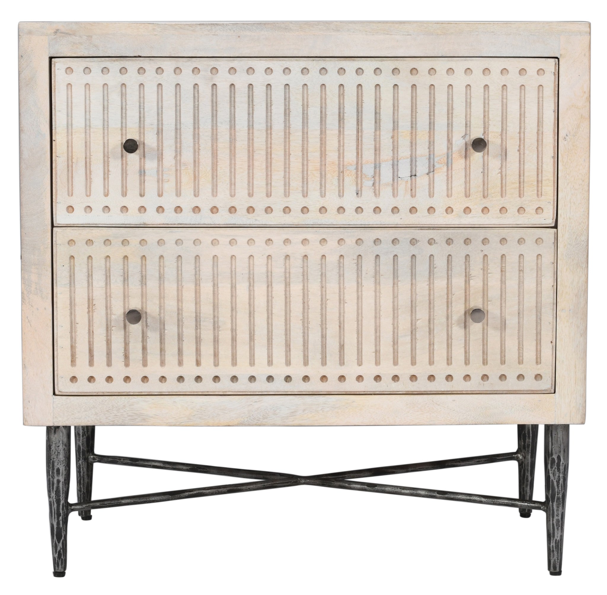 28" Ivory Solid Wood Two Drawer Nightstand