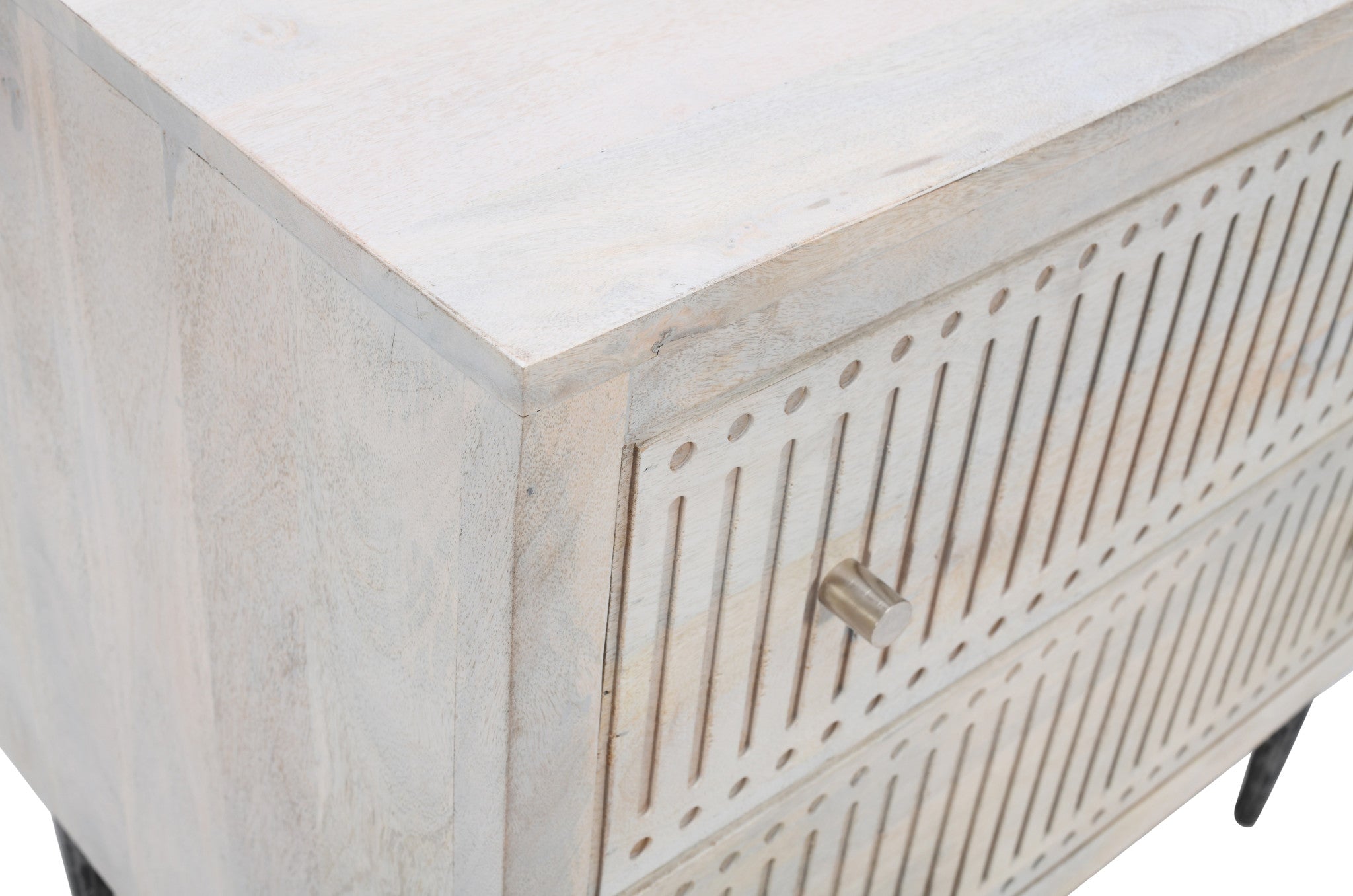28" Ivory Solid Wood Two Drawer Nightstand