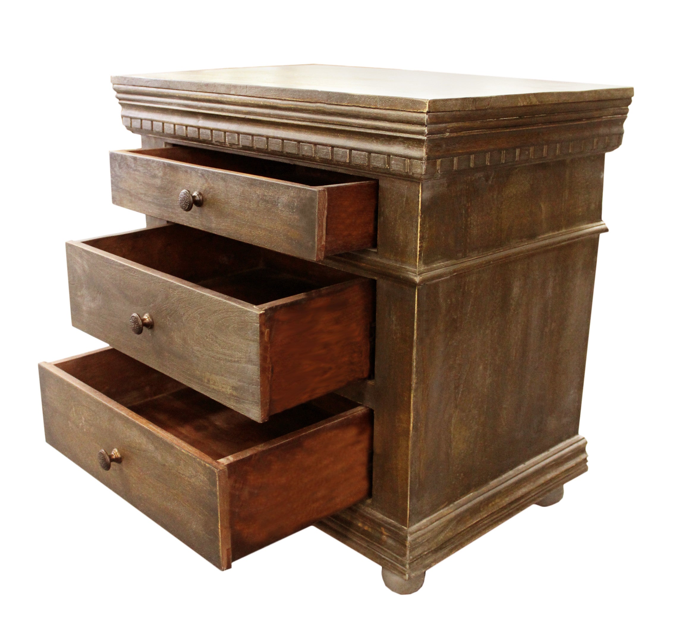 30" Solid Wood Three Drawer Nightstand