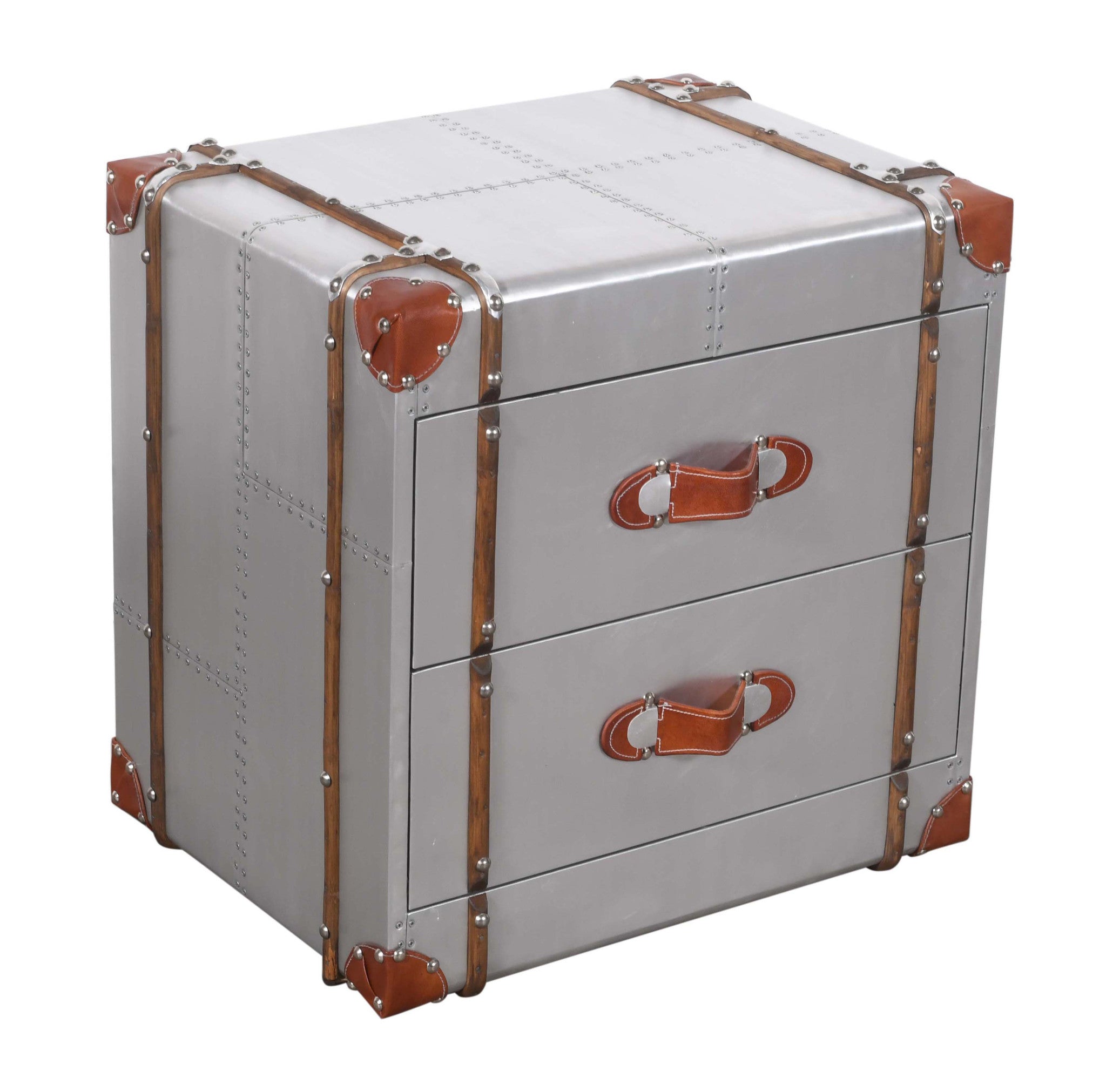 24" Silver Two Drawer Nightstand