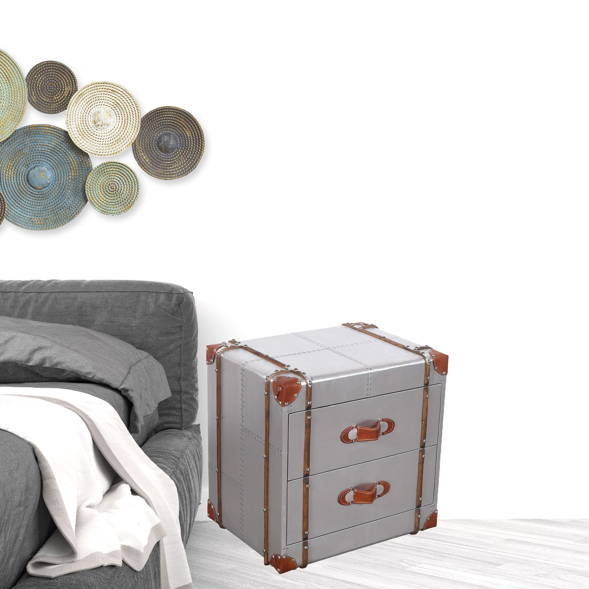 24" Silver Two Drawer Nightstand