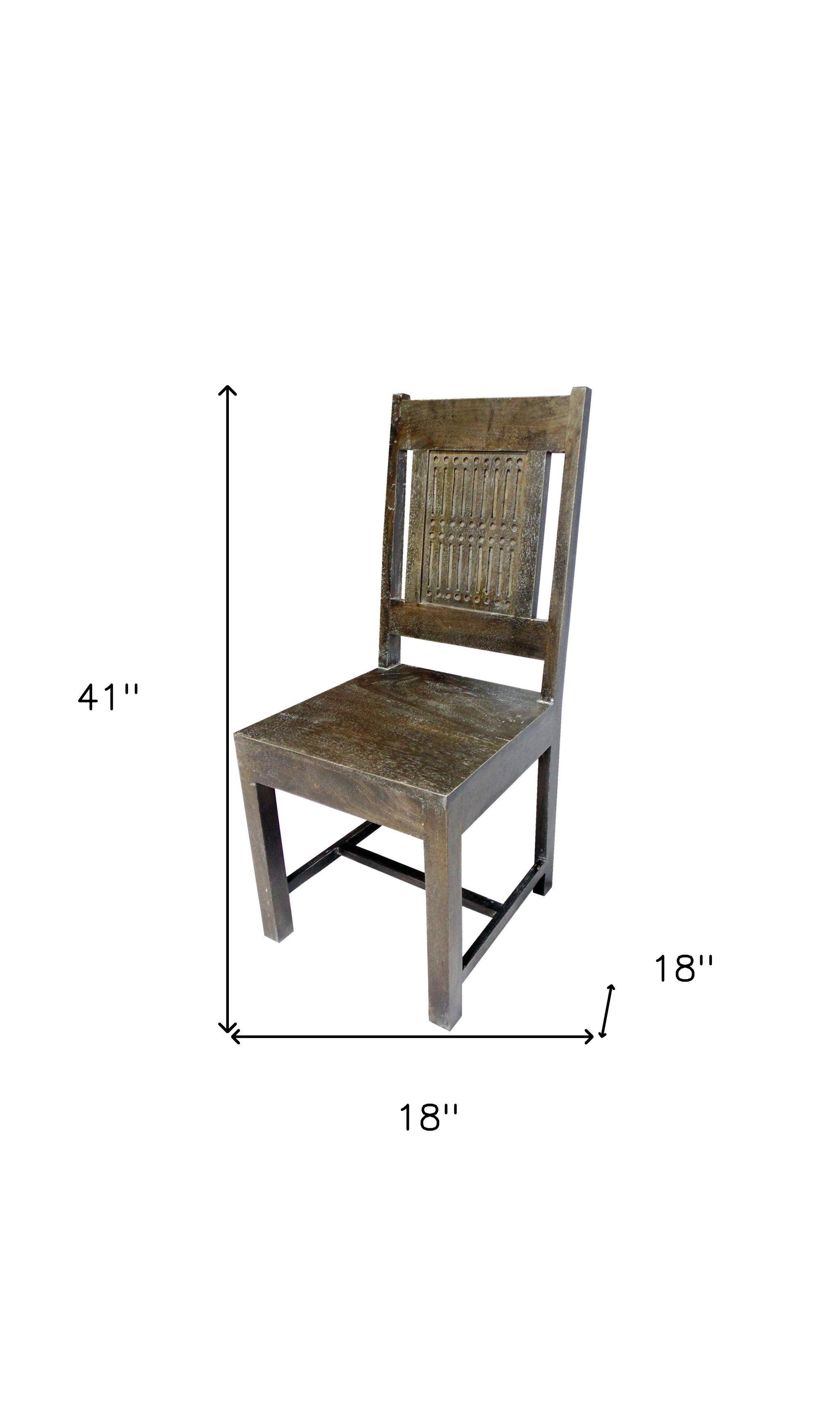Set of Two Brown Wood Slat Back Dining Side Chairs