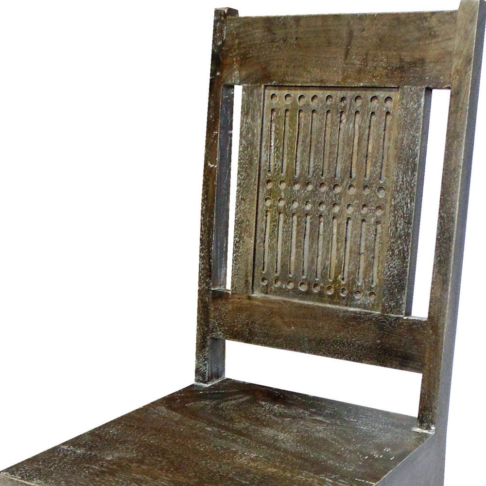 Set of Two Brown Wood Slat Back Dining Side Chairs