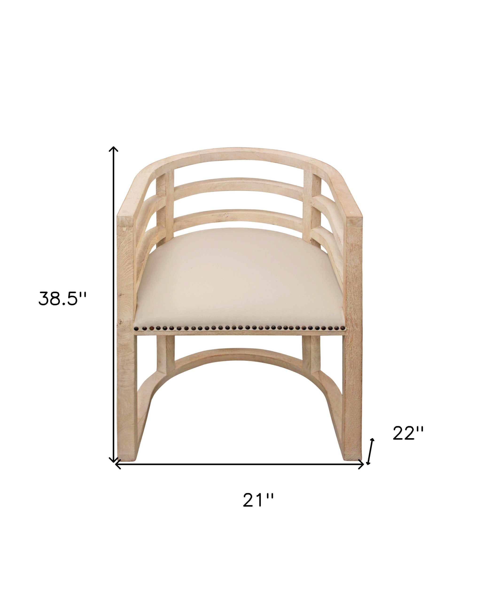 Ivory and Natural Upholstered Linen Curved Back Dining Arm Chair