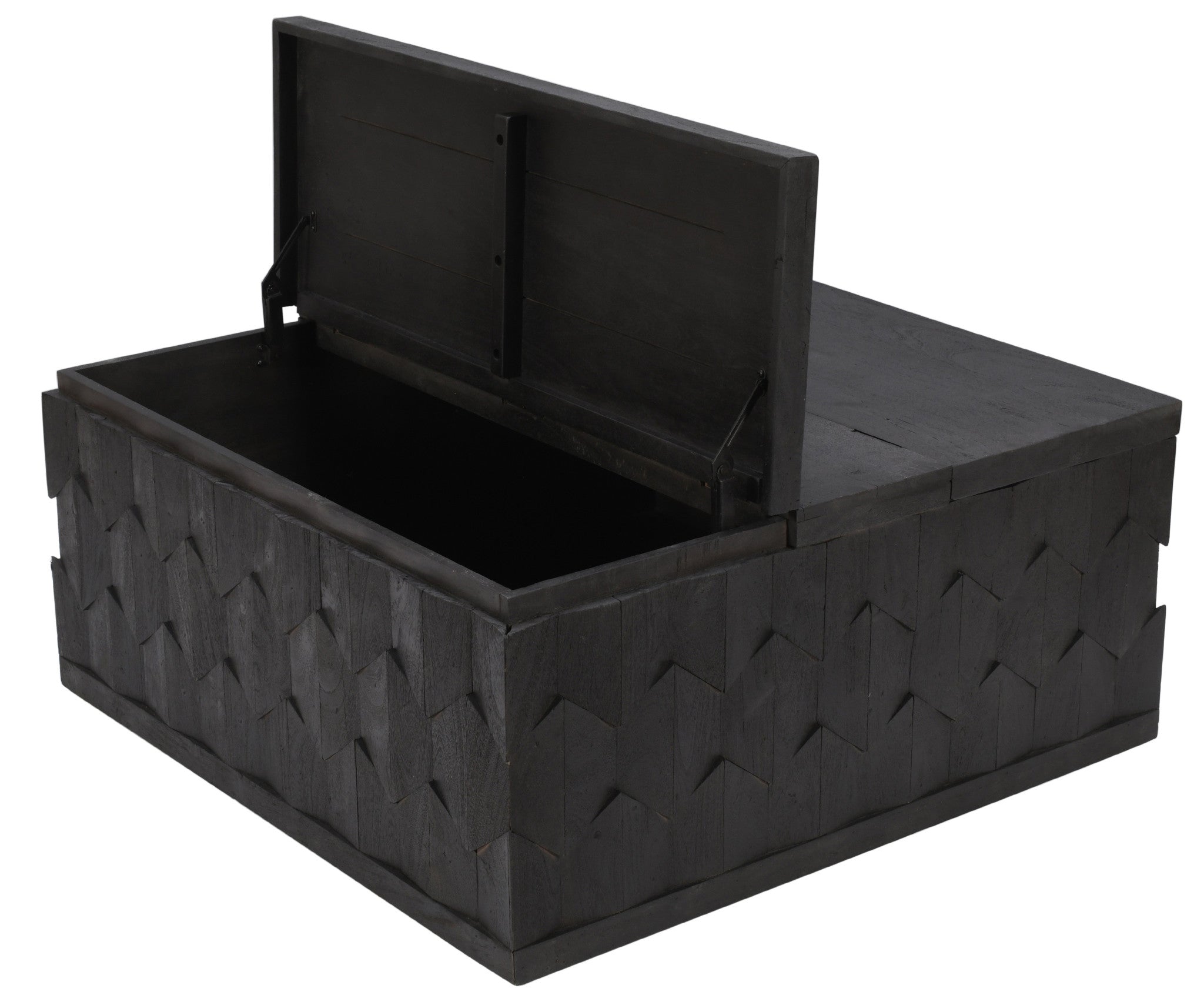 40" Dark Gray Solid Wood Square Distressed Solid Trunk Coffee Table