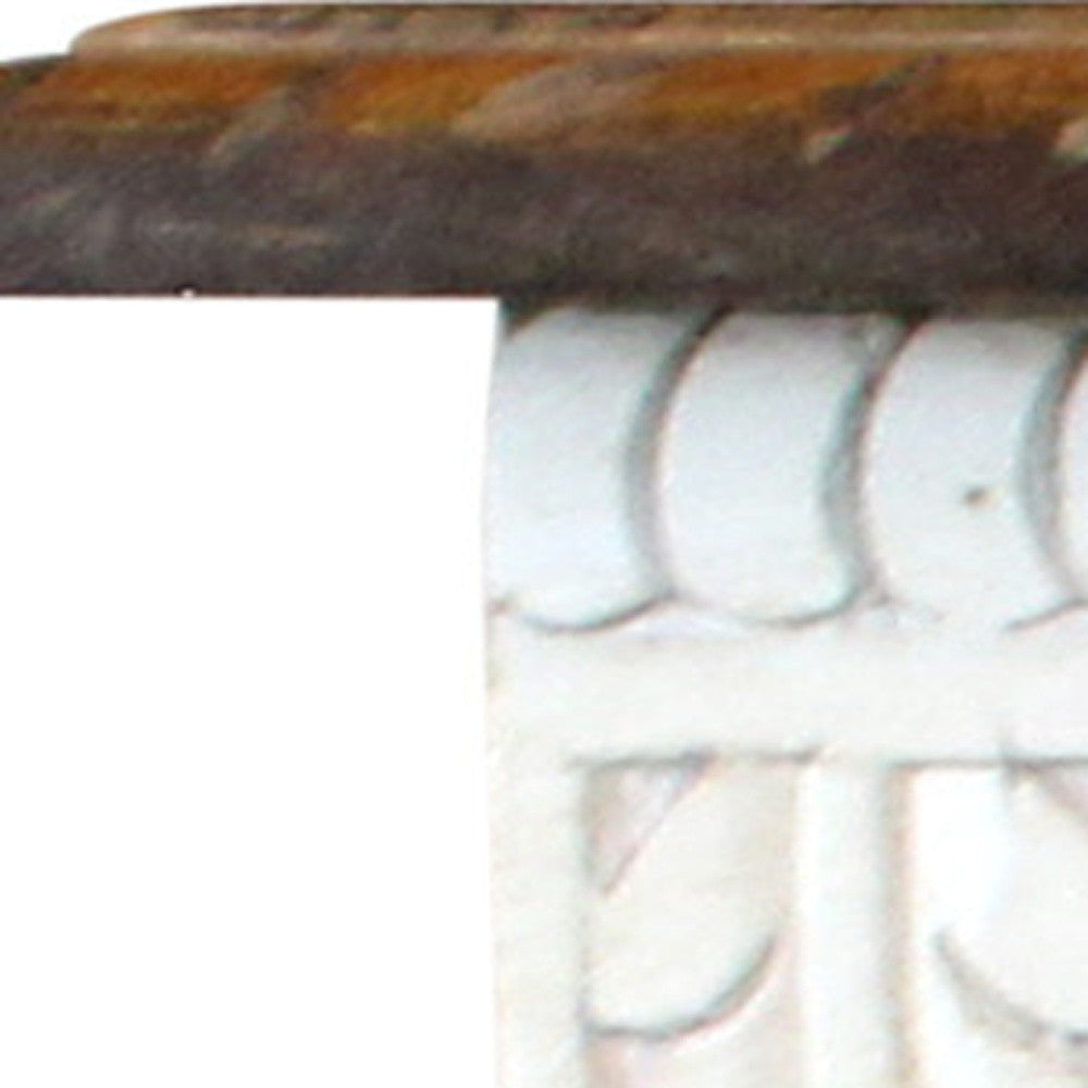 48" Natural and White Solid Wood Distressed Console Table