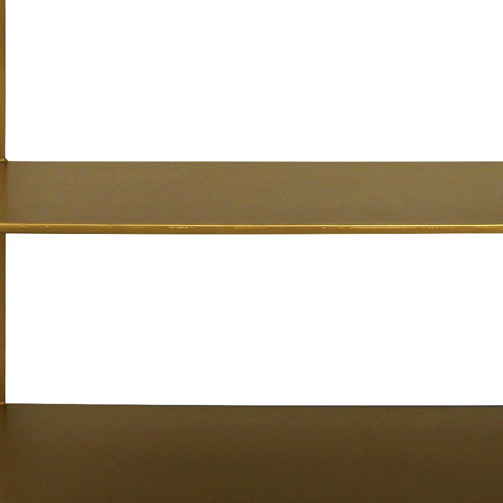 60" Brass Iron Console Table With Two Shelves