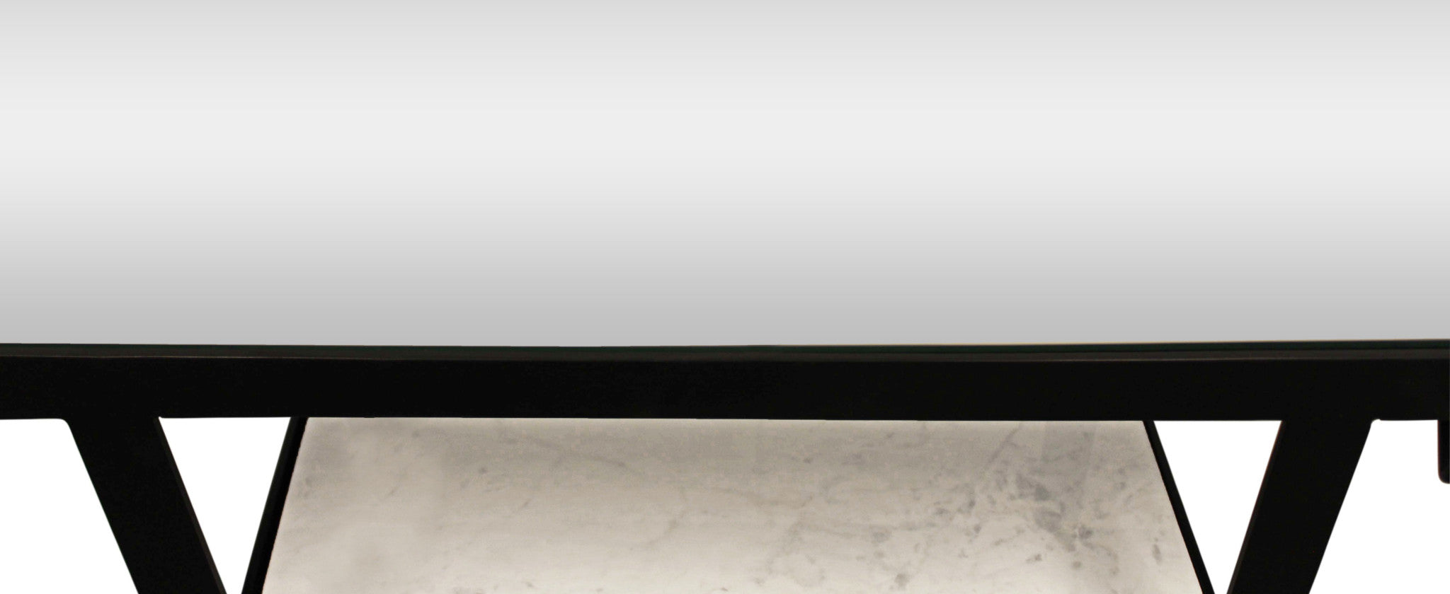 58" White and Black Genuine Marble Floor Shelf Console Table Two Shelves