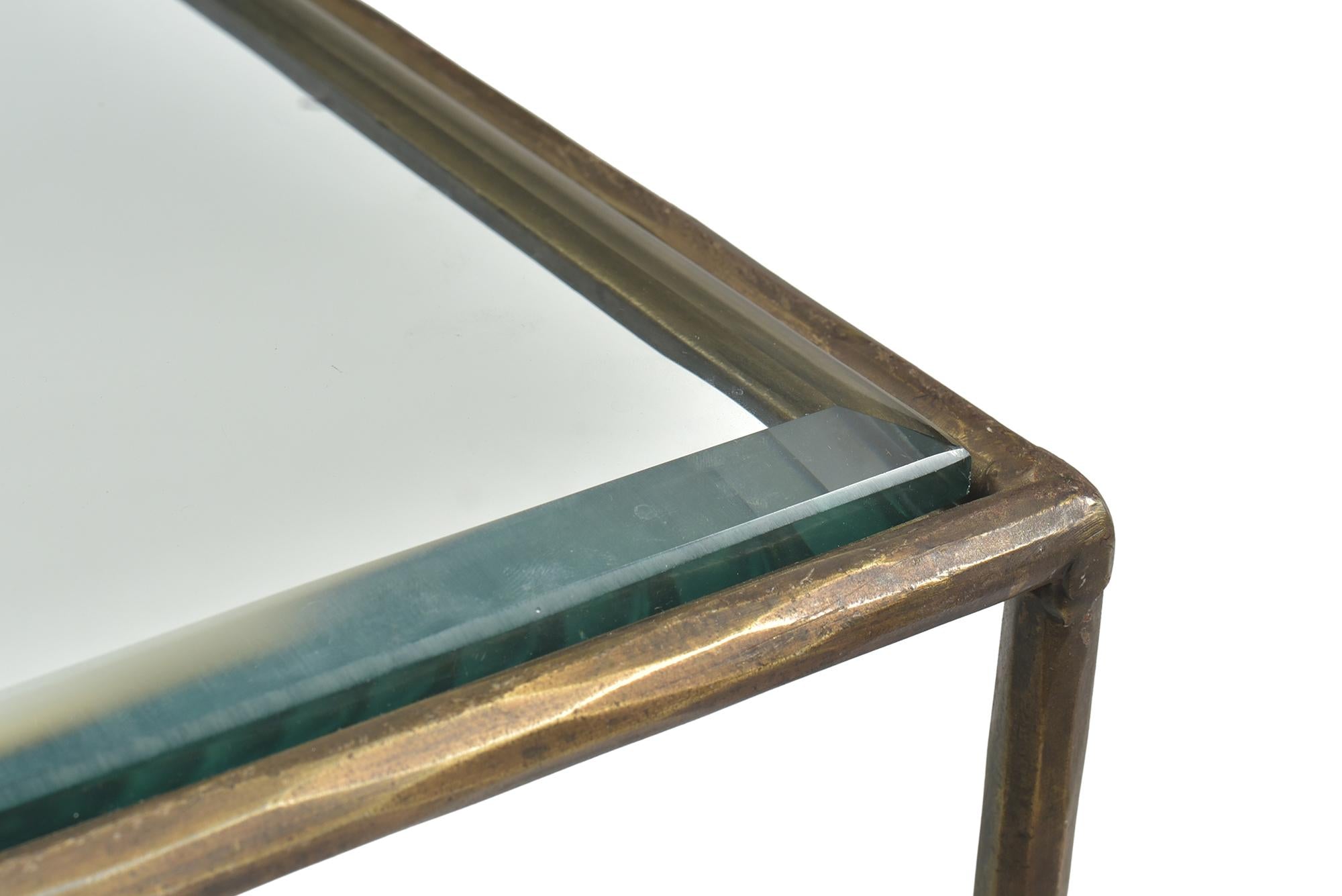 60" Clear and Gold Glass Floor Shelf Console Table With Storage