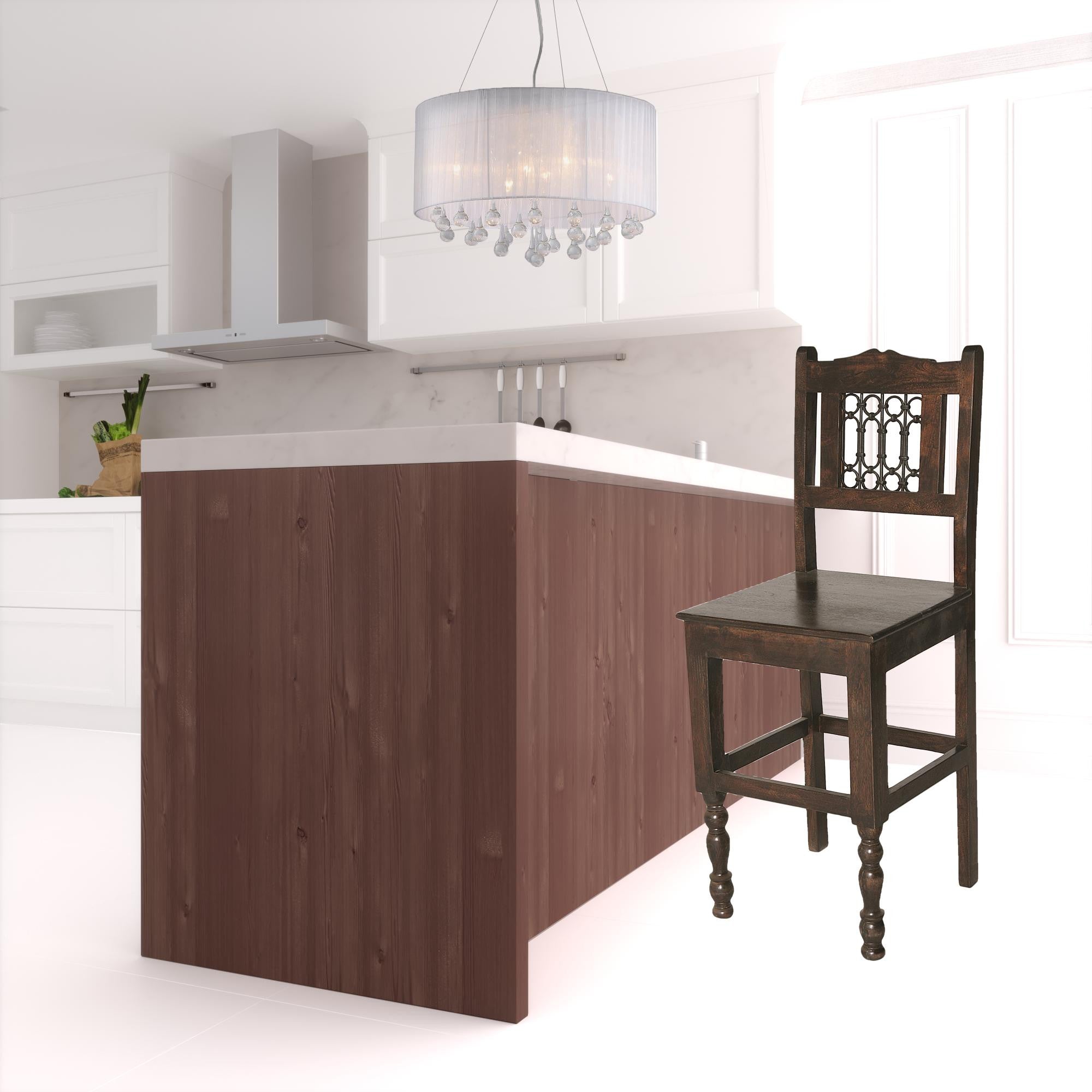 31" Brown Solid Wood Bar Height Bar Chair