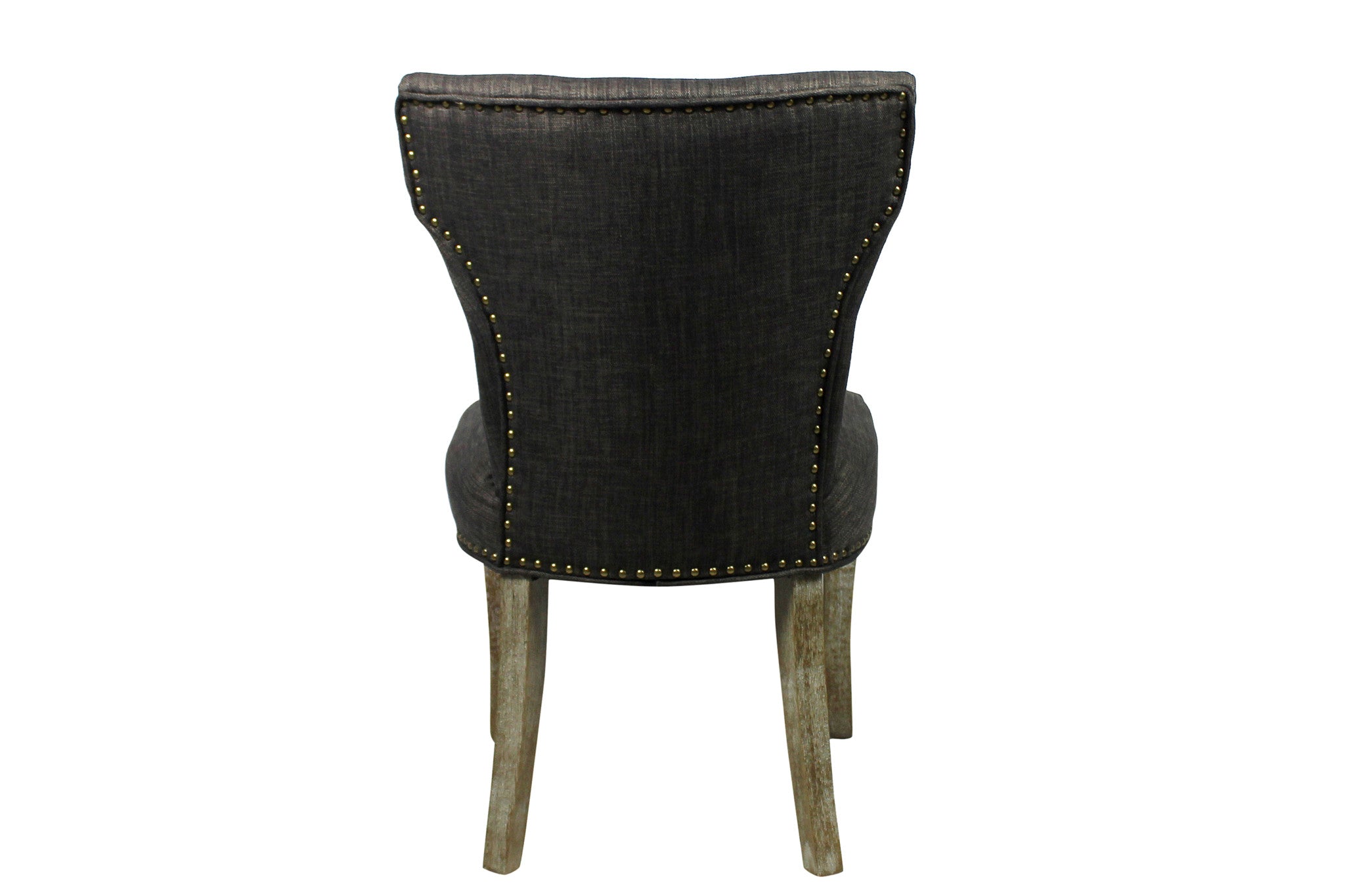 Set of Two Dark Gray And Brown Upholstered Fabric Dining Parsons Chairs