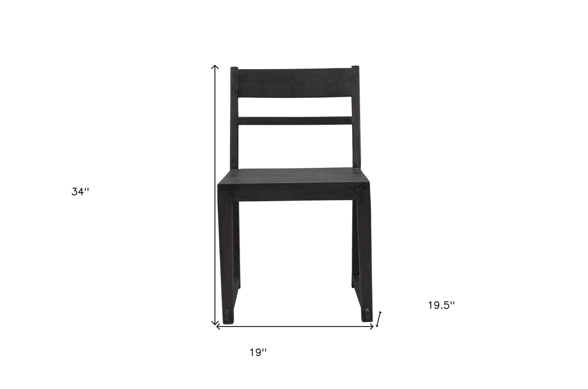 Set of Two Dark Gray Ladder Back Dining Side Chairs