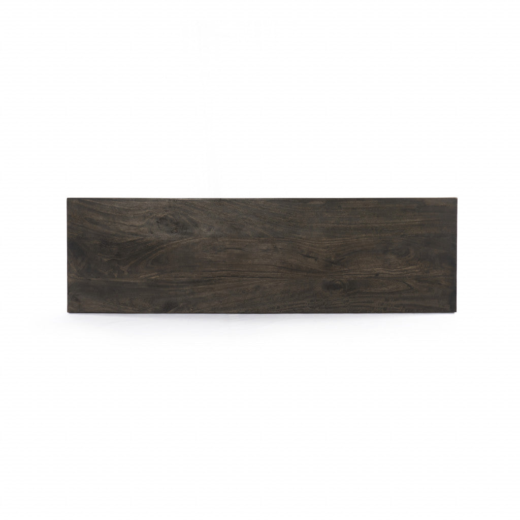 54" Brown Solid Wood Distressed Pedestal Console Table