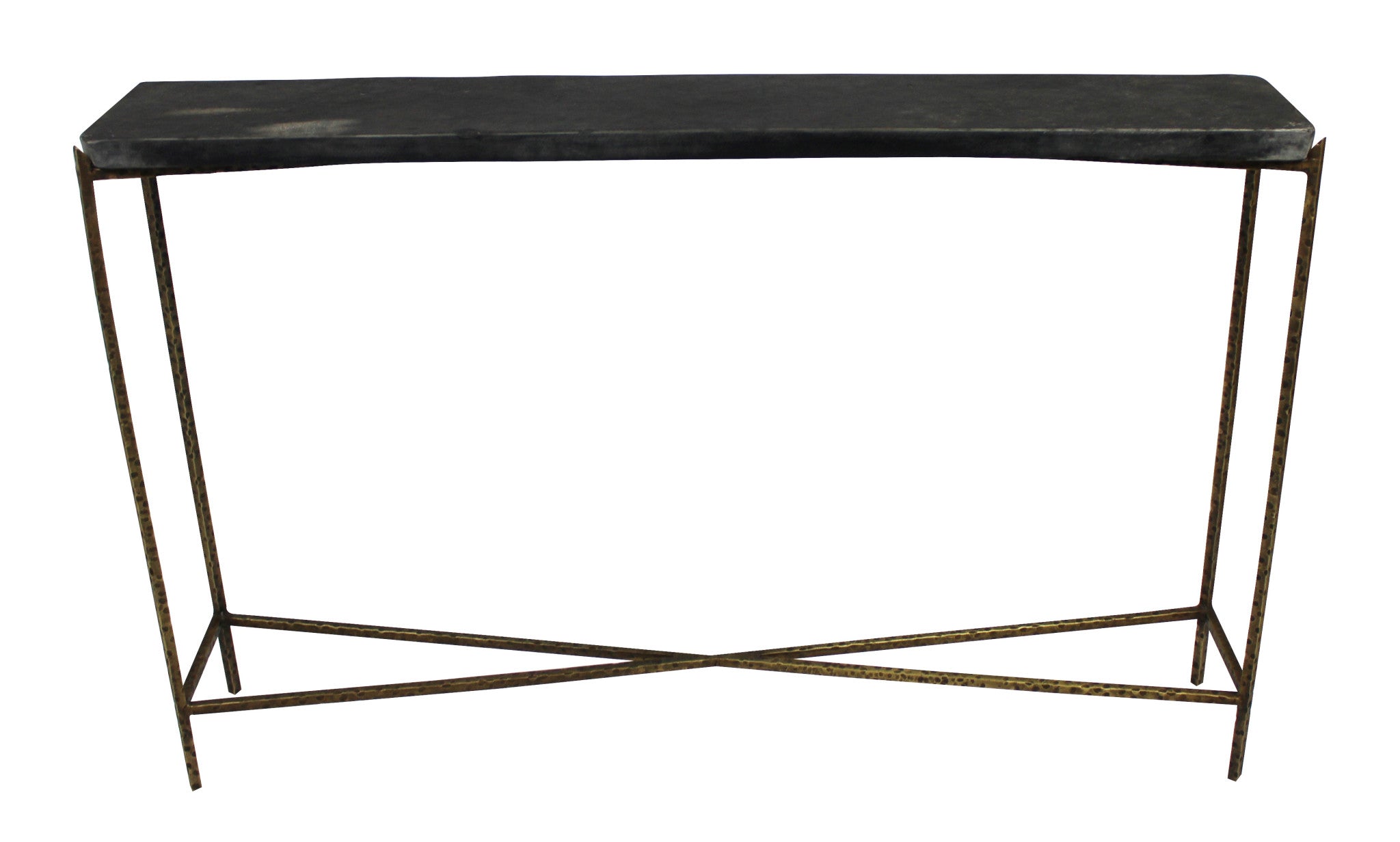 48" Black and Gold Stone and Iron Frame Console Table