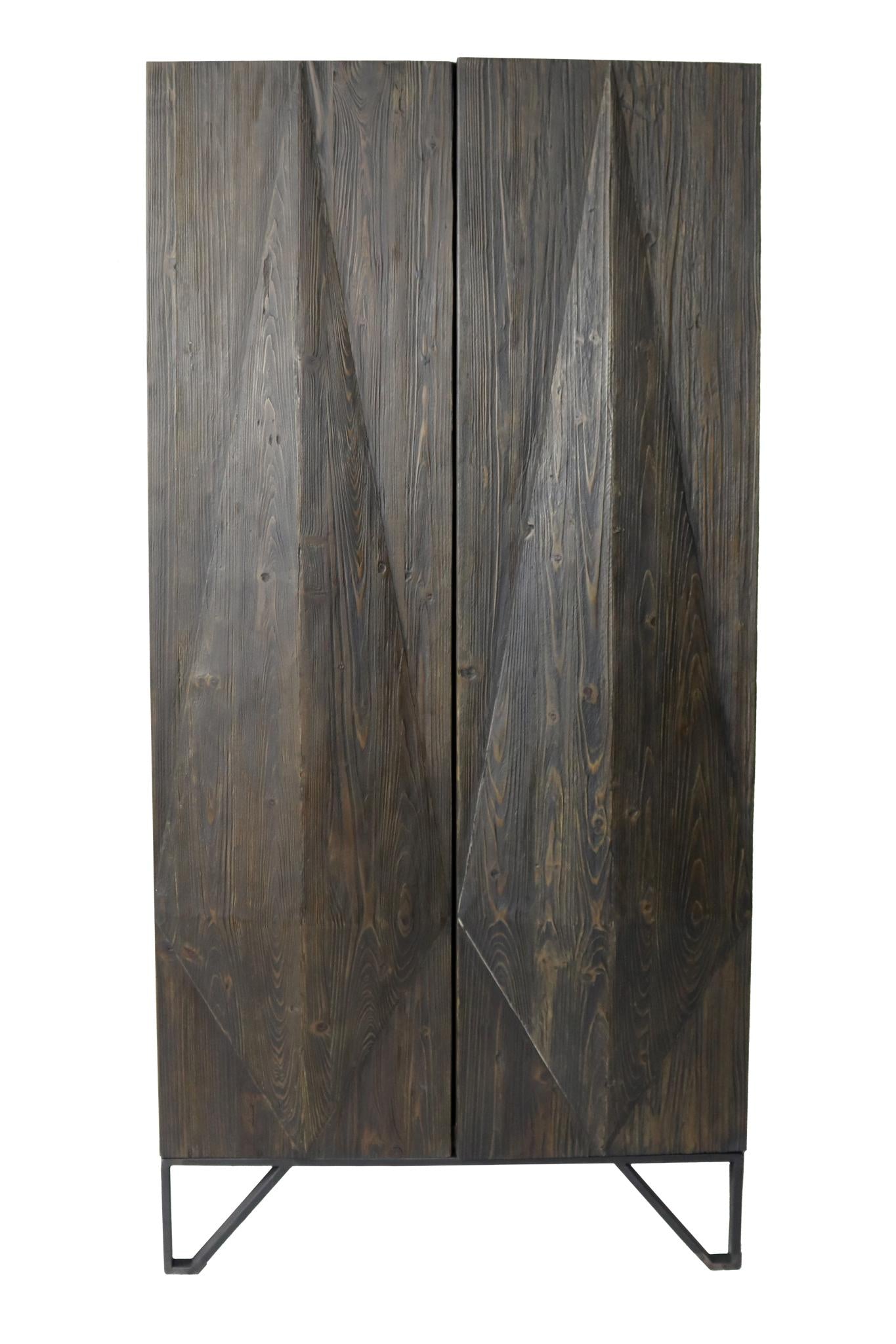 75" Brown Reclaimed Wood Pantry Or Storage Closet