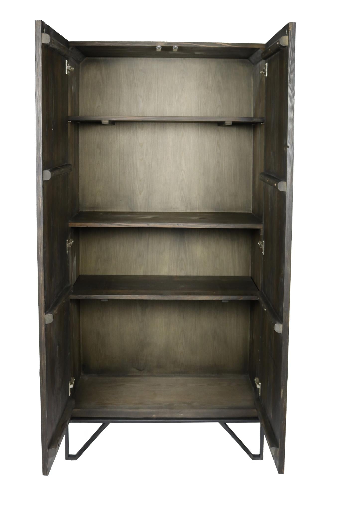 75" Brown Reclaimed Wood Pantry Or Storage Closet
