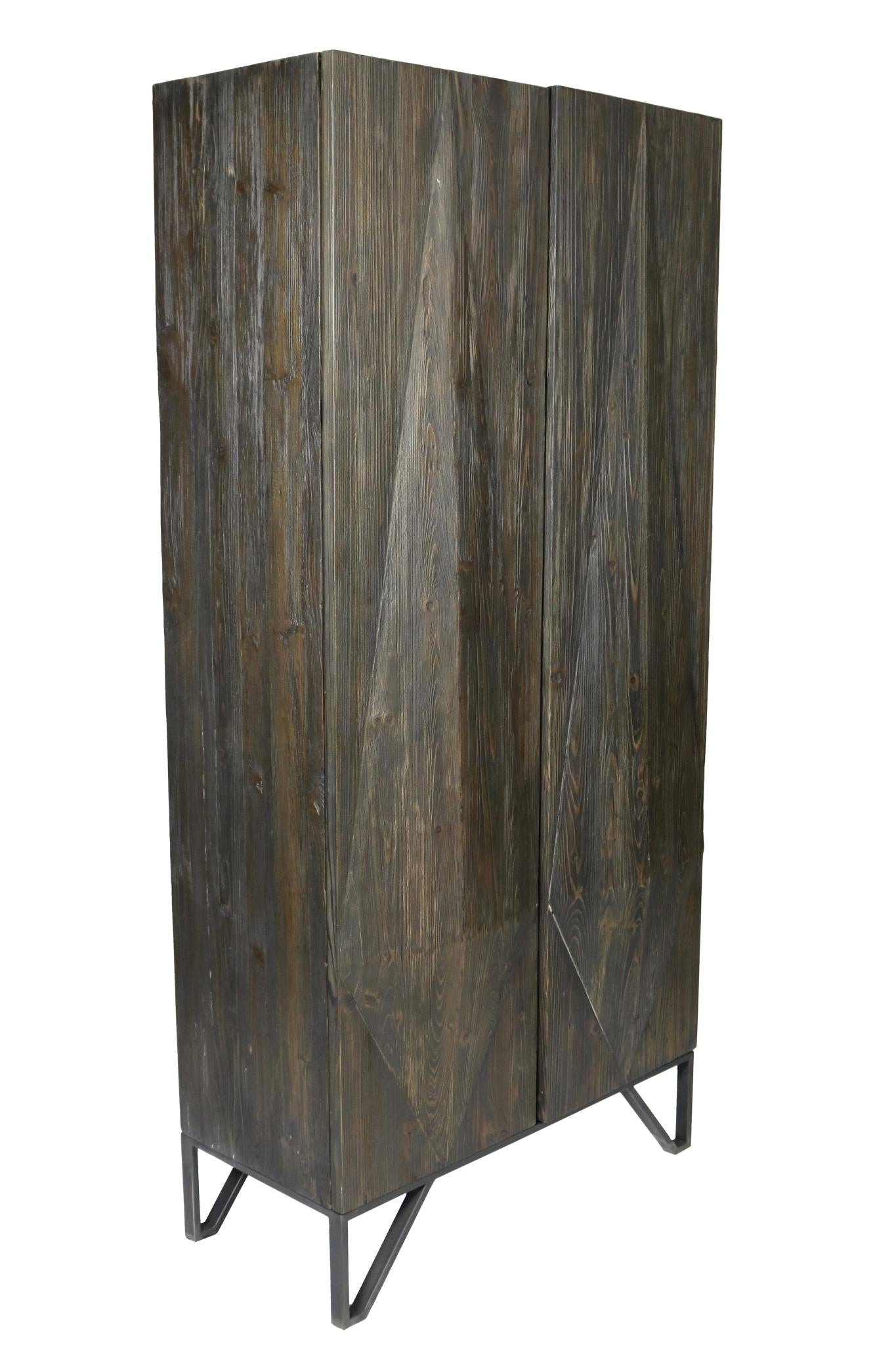 75" Brown Reclaimed Wood Pantry Or Storage Closet