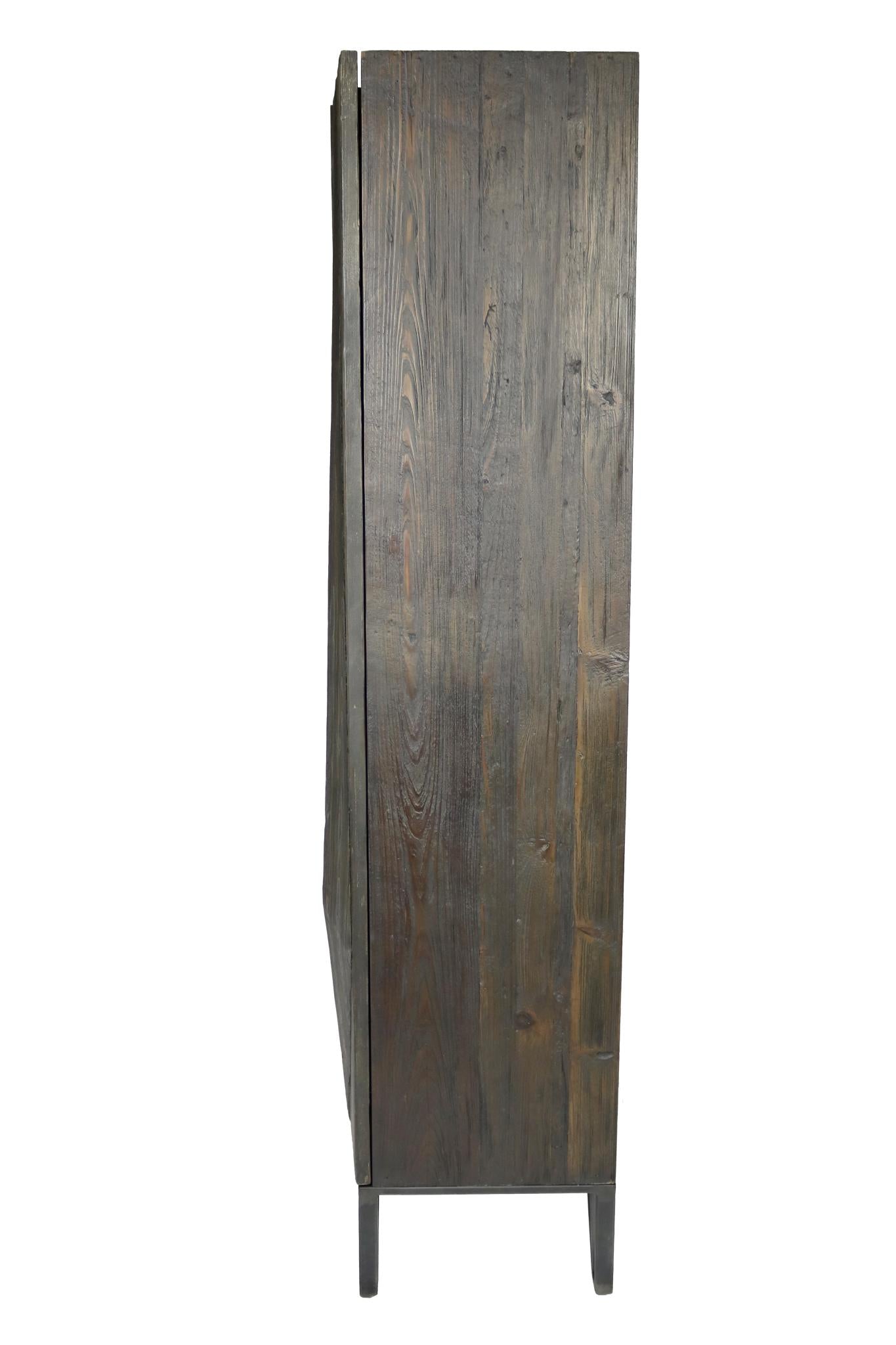 75" Brown Reclaimed Wood Pantry Or Storage Closet