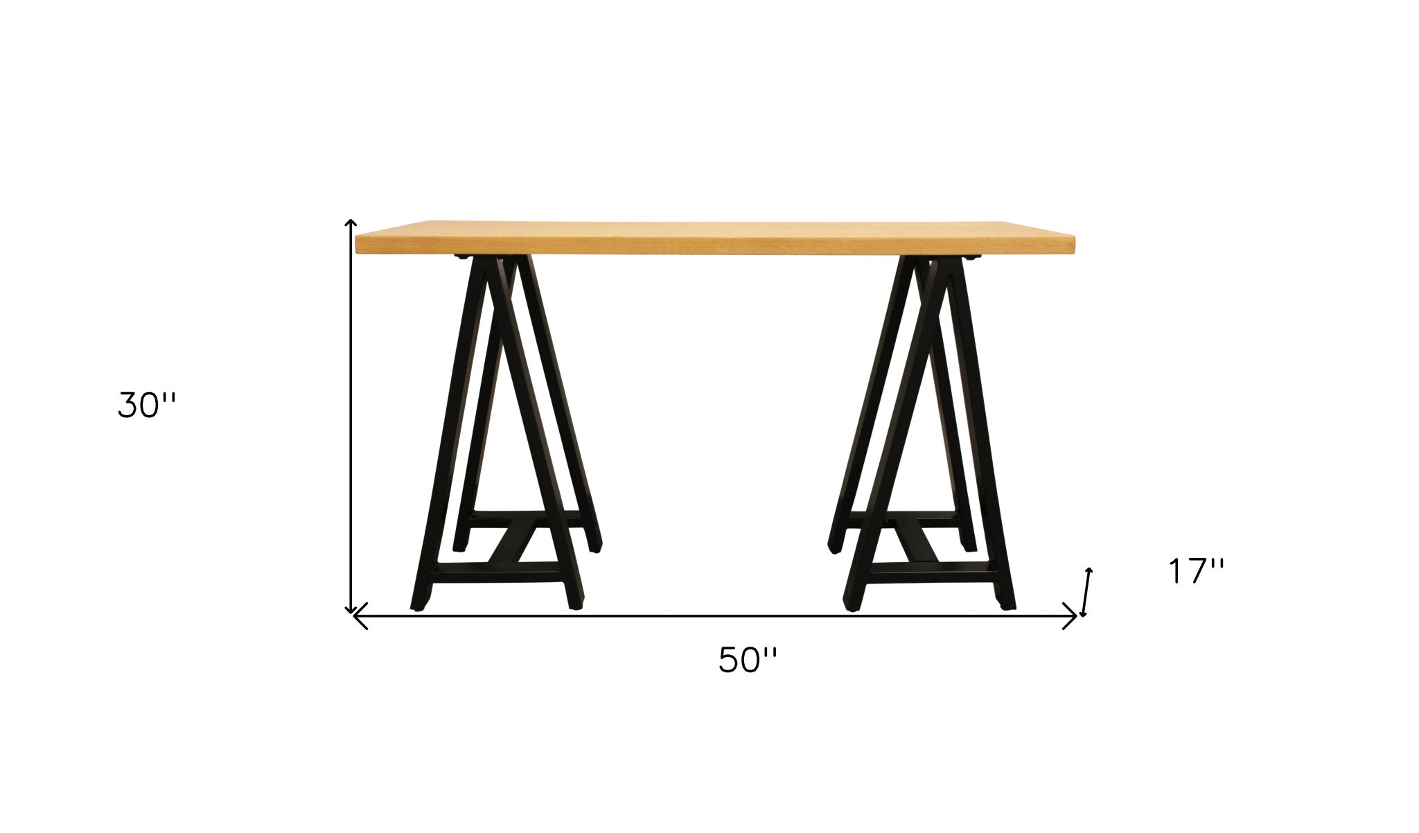 50" Natural and Black Solid Wood A Frame Console Table