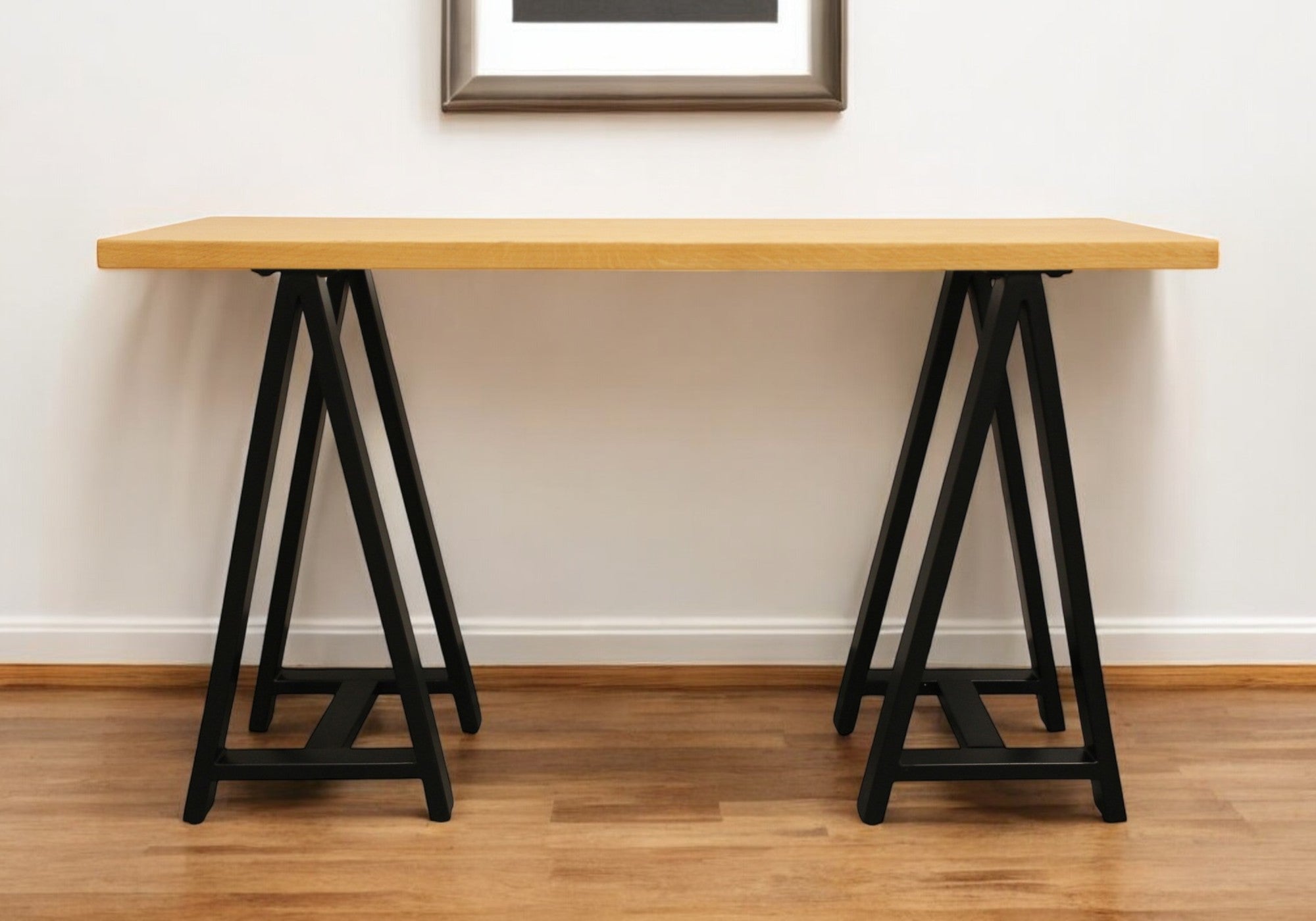 50" Natural and Black Solid Wood A Frame Console Table
