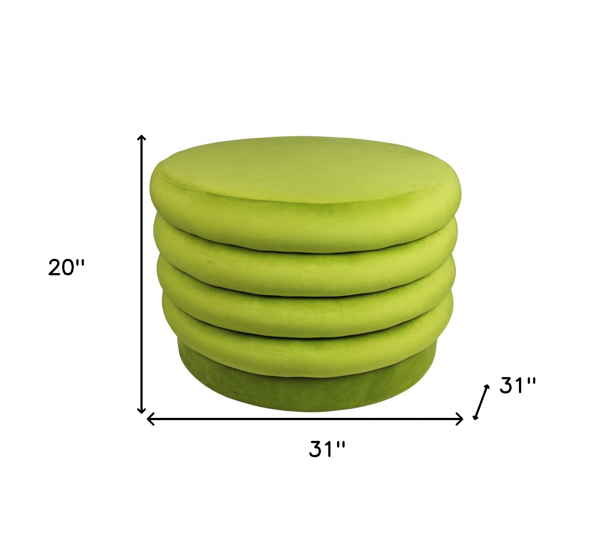 31" Green Velvet Tufted Round Cocktail Ottoman