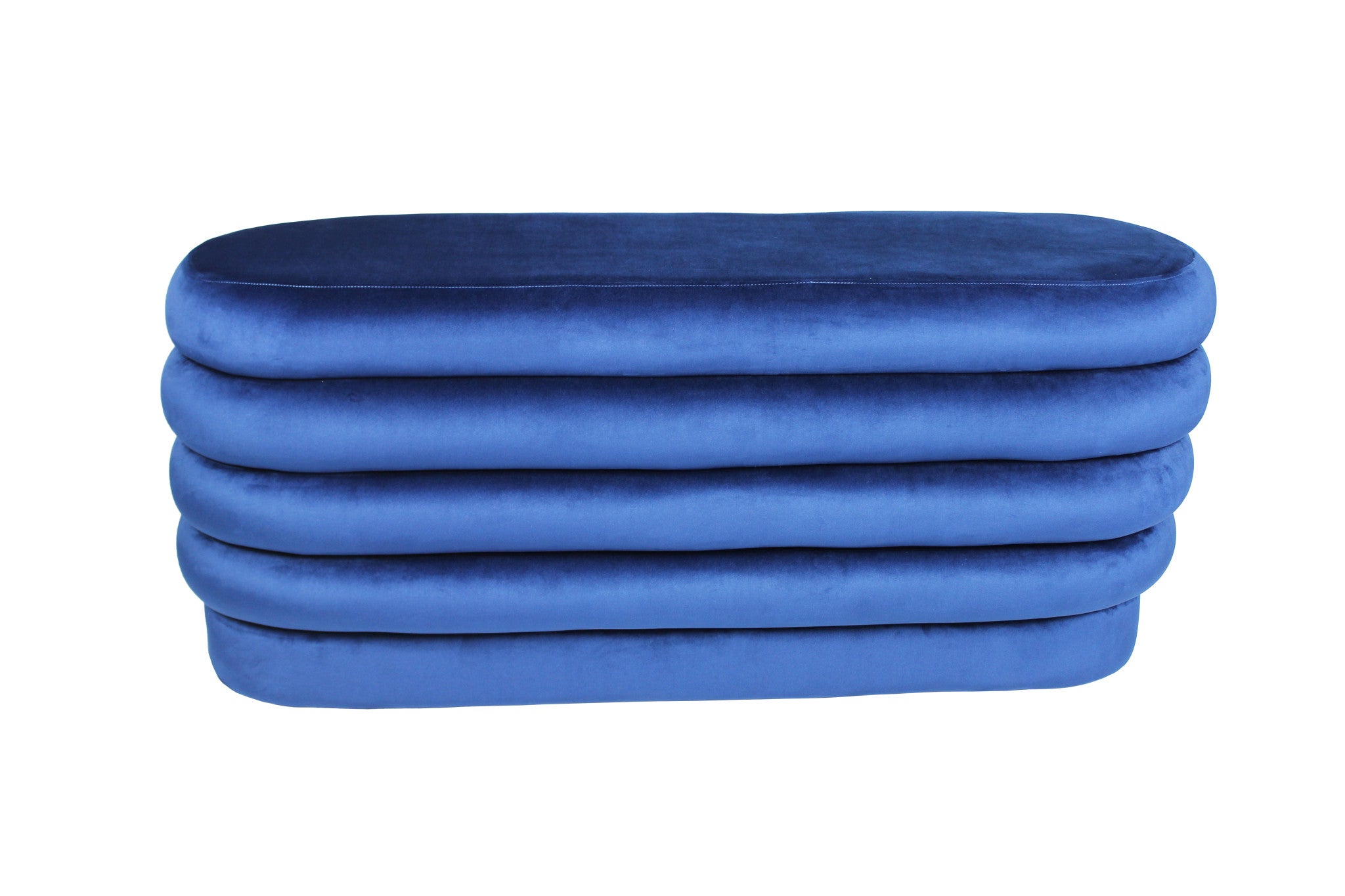 44" Blue Velvet Tufted Oval Ottoman