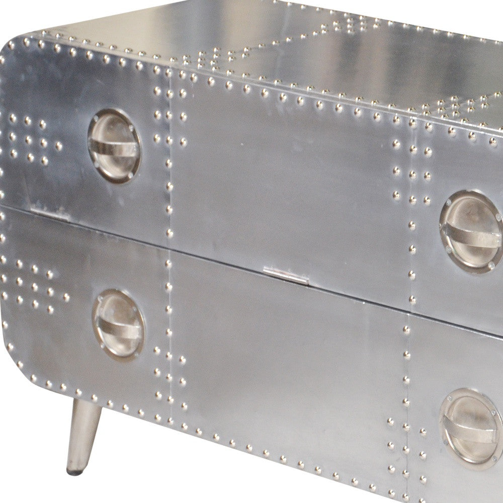 44" Silver Aluminum Enclosed Storage TV Stand