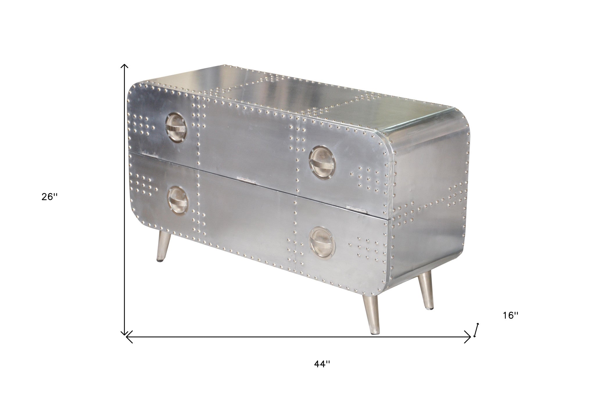 44" Silver Aluminum Enclosed Storage TV Stand