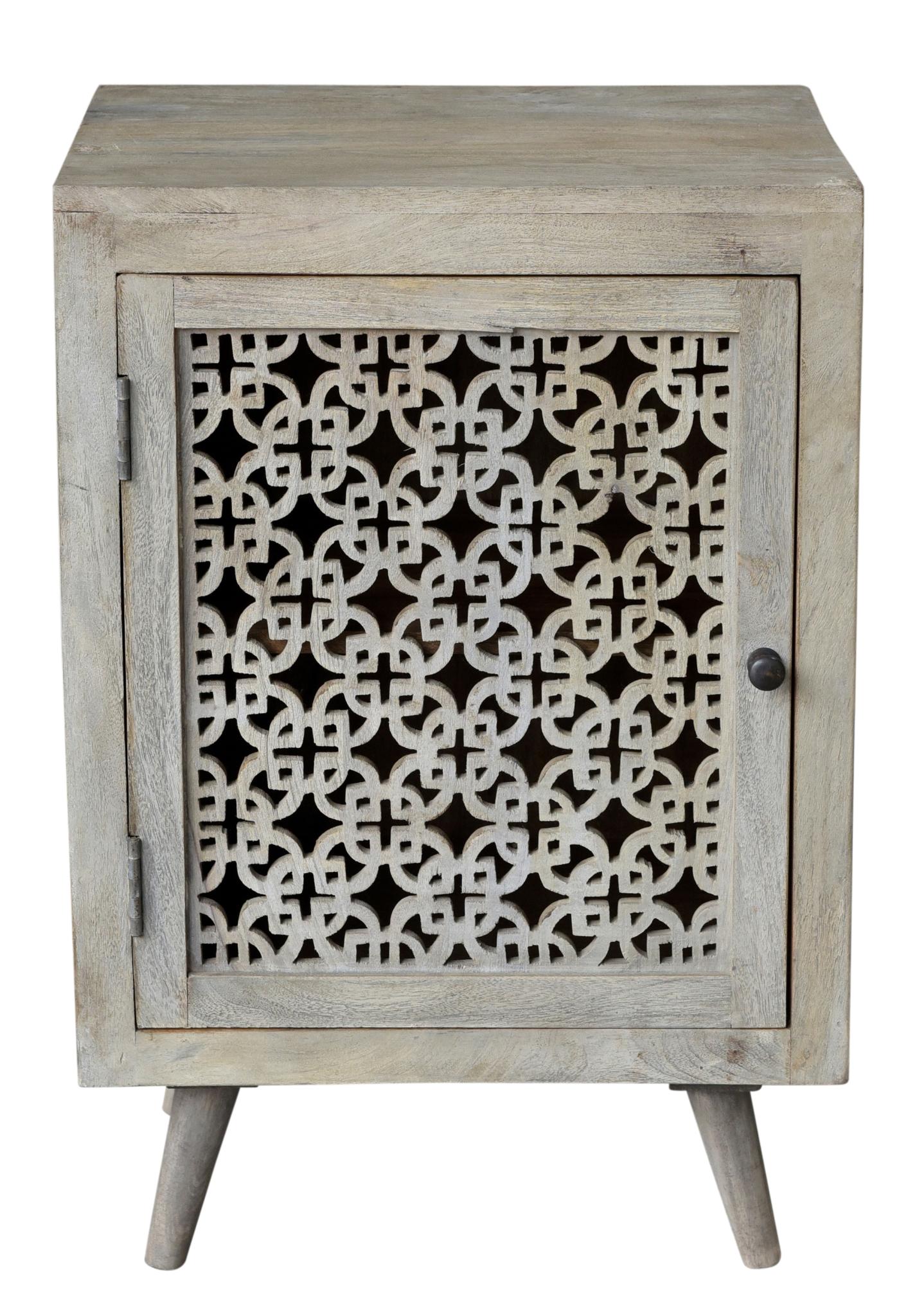 30" Gray Solid Wood Nightstand