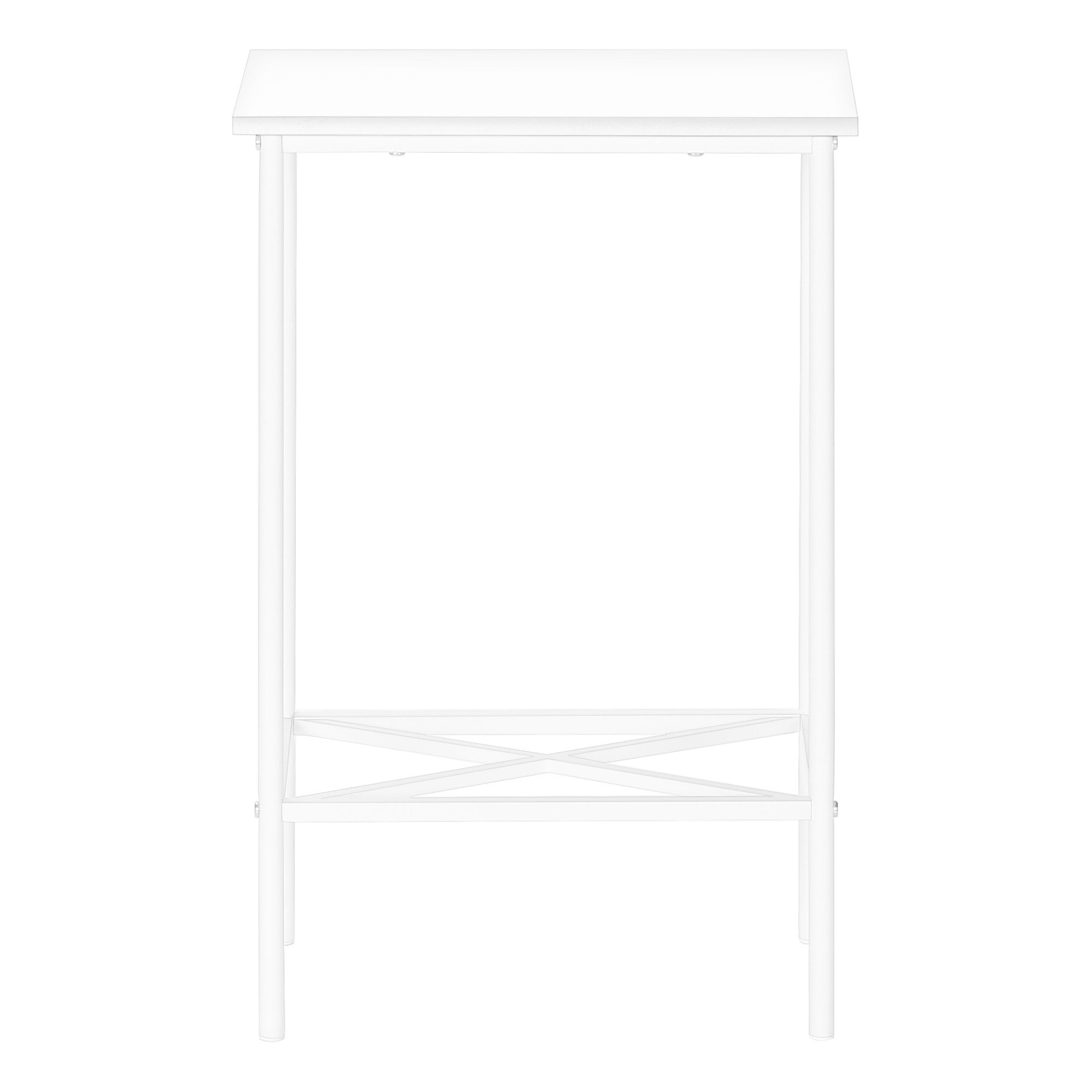 24" White Wood And Metal End Table With Shelf