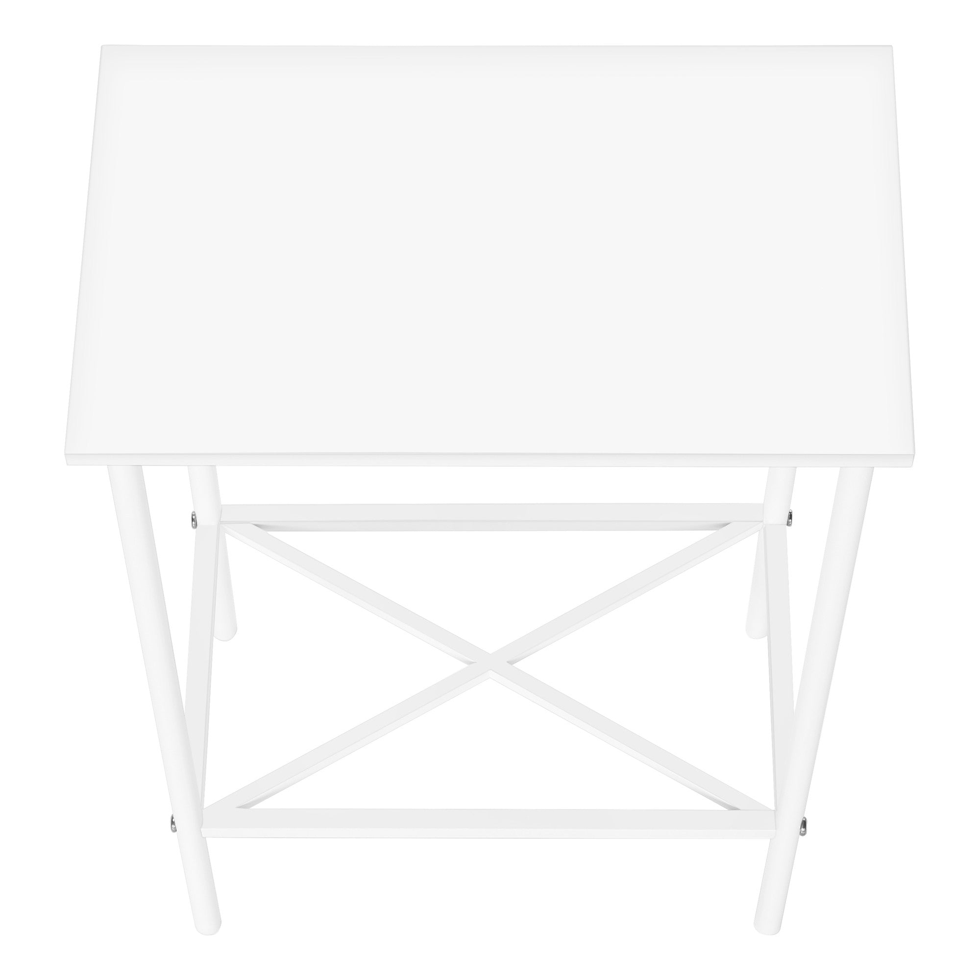 24" White Wood And Metal End Table With Shelf