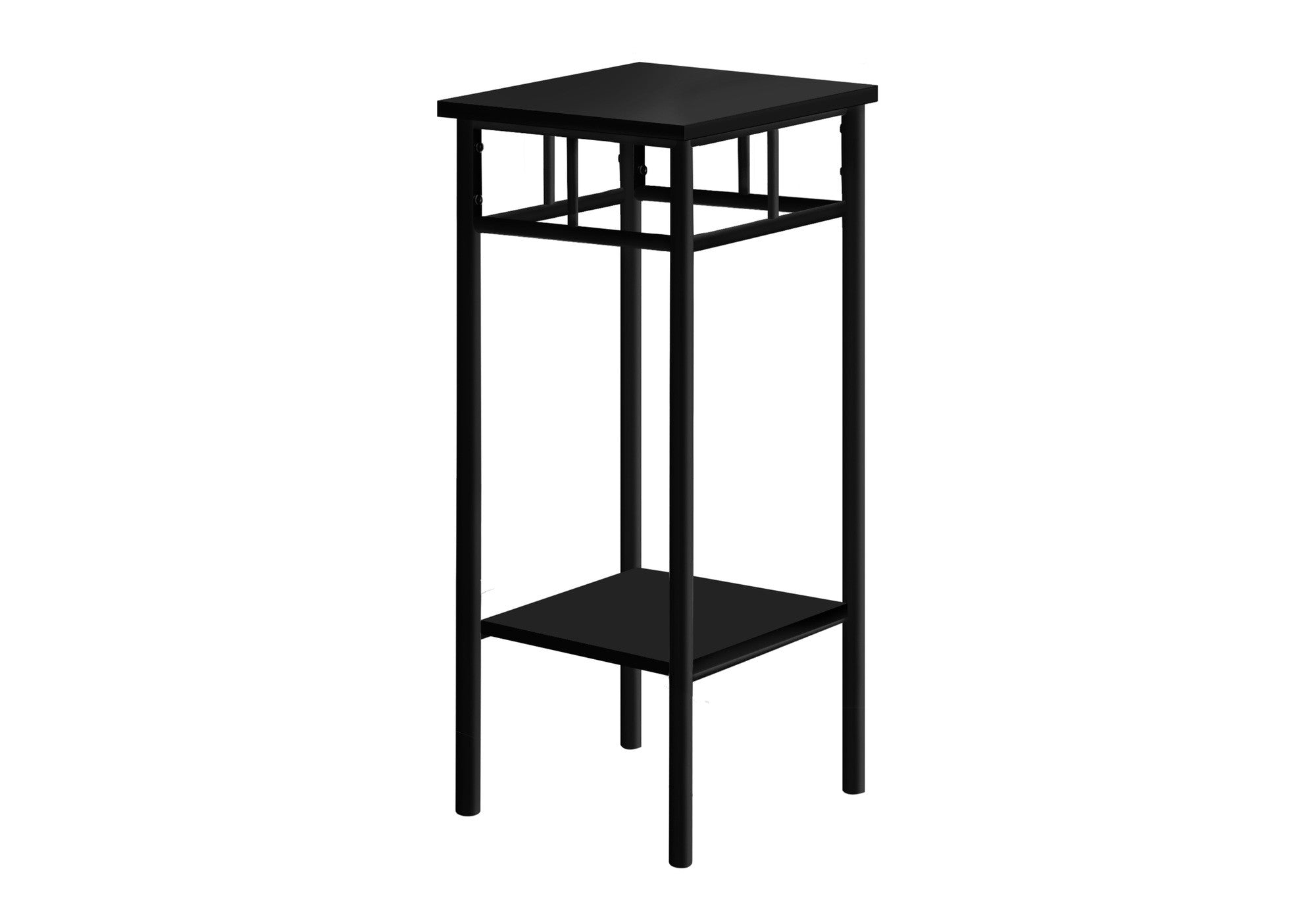 28" Black Square End Table With Shelf