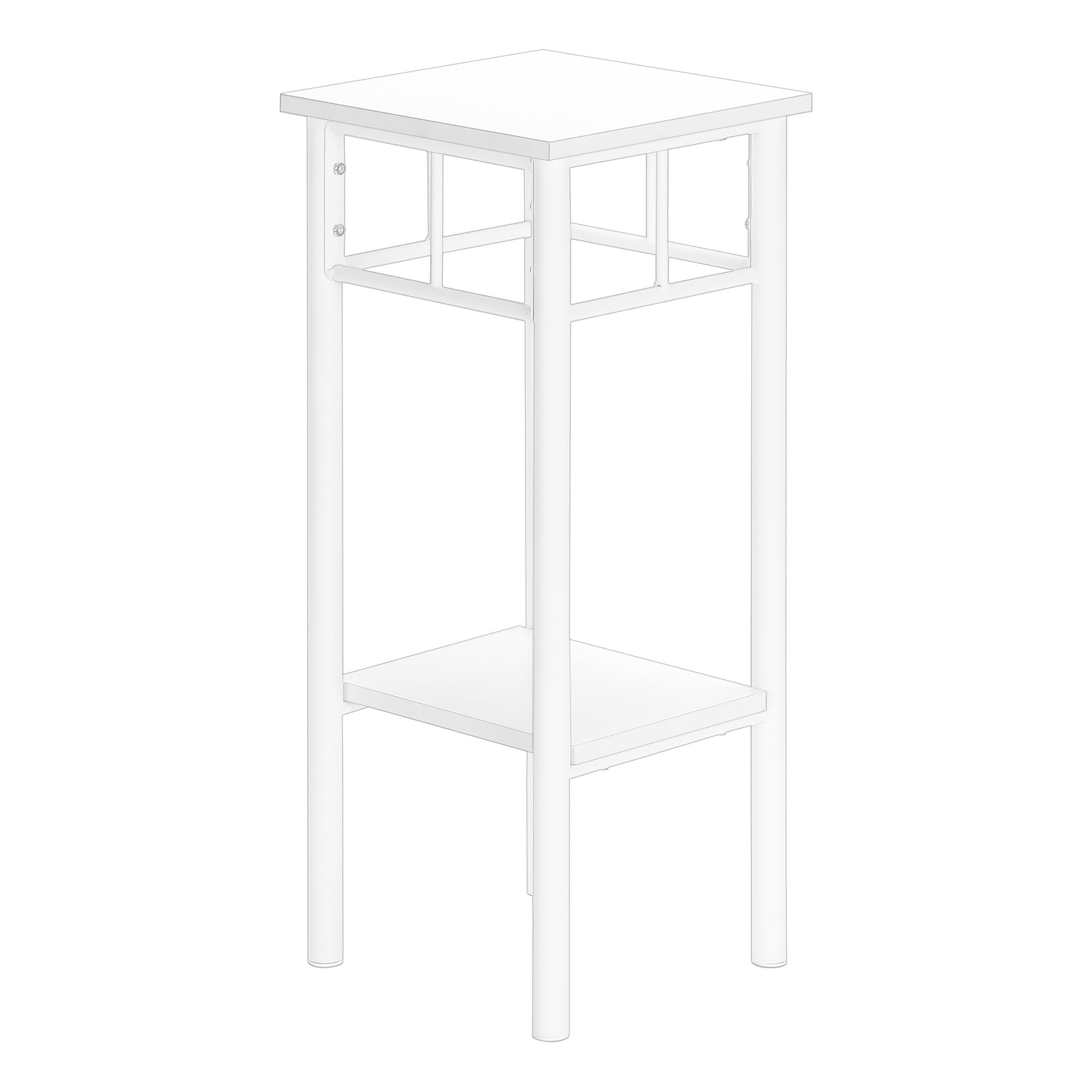 28" White Square End Table With Shelf