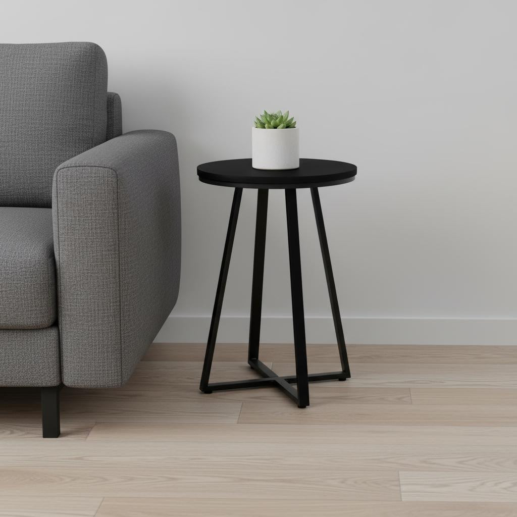 22" Black Round End Table