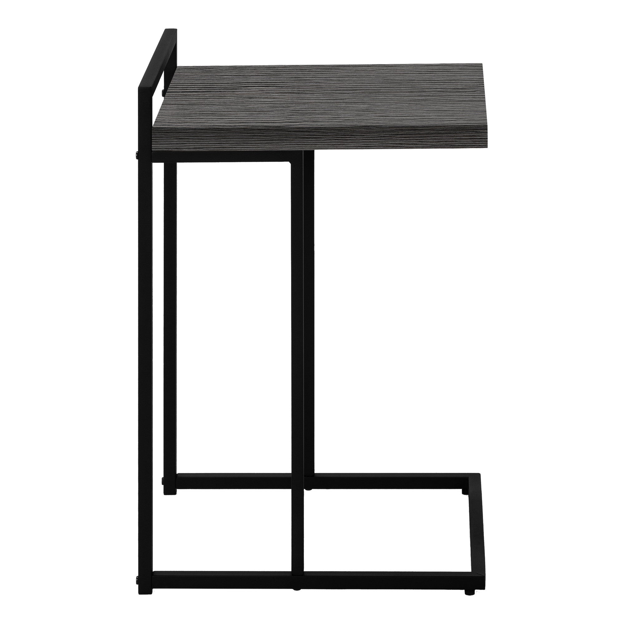27" Dark Gray and Black Wood and Iron End Table