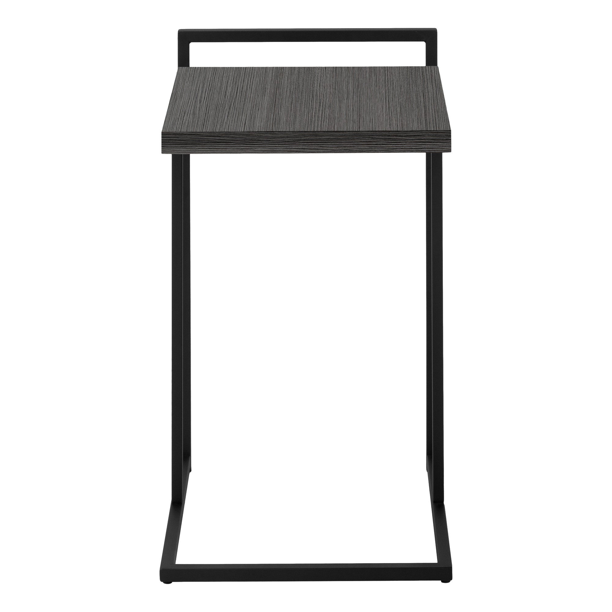 27" Dark Gray and Black Wood and Iron End Table