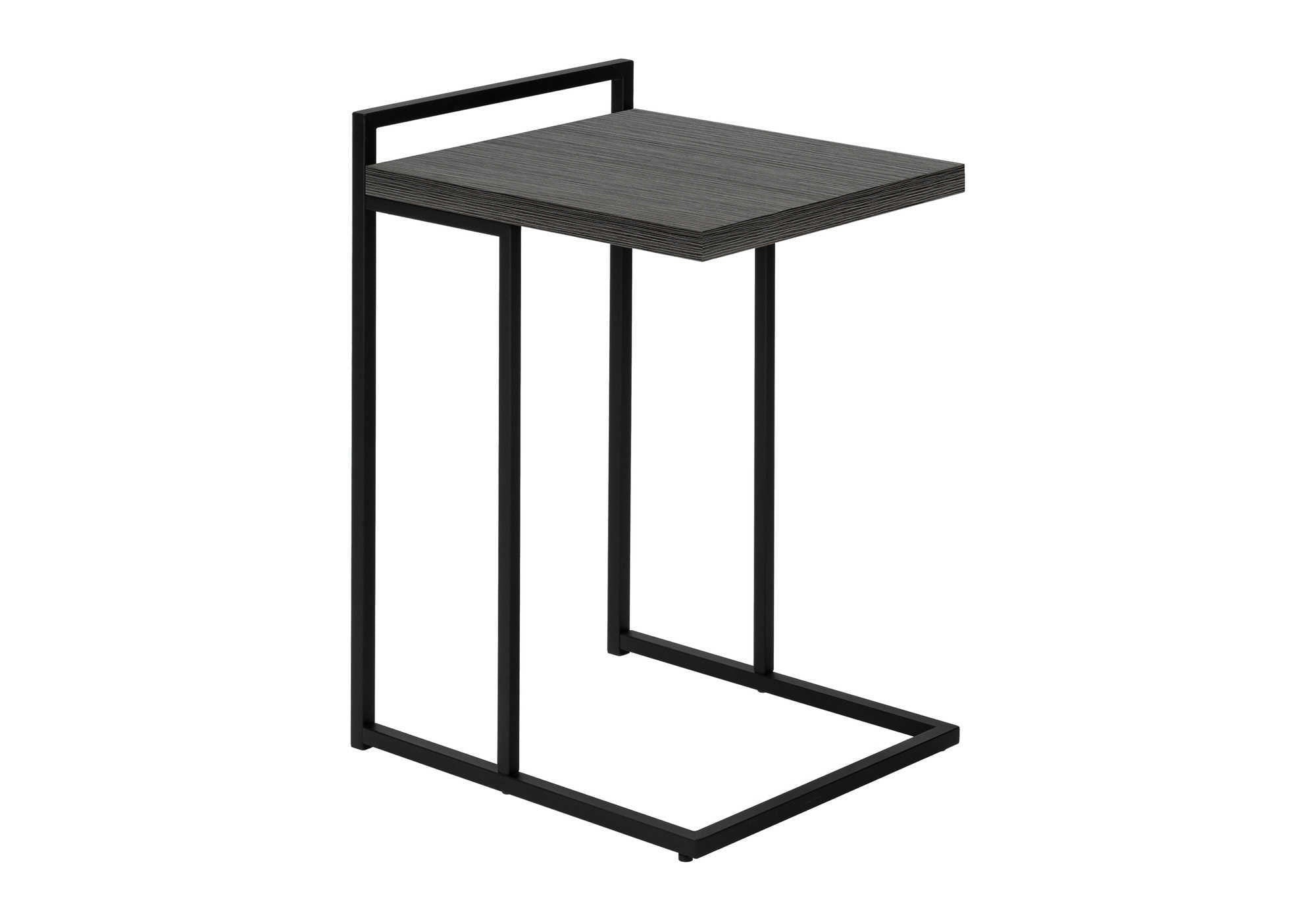 27" Dark Gray and Black Wood and Iron End Table