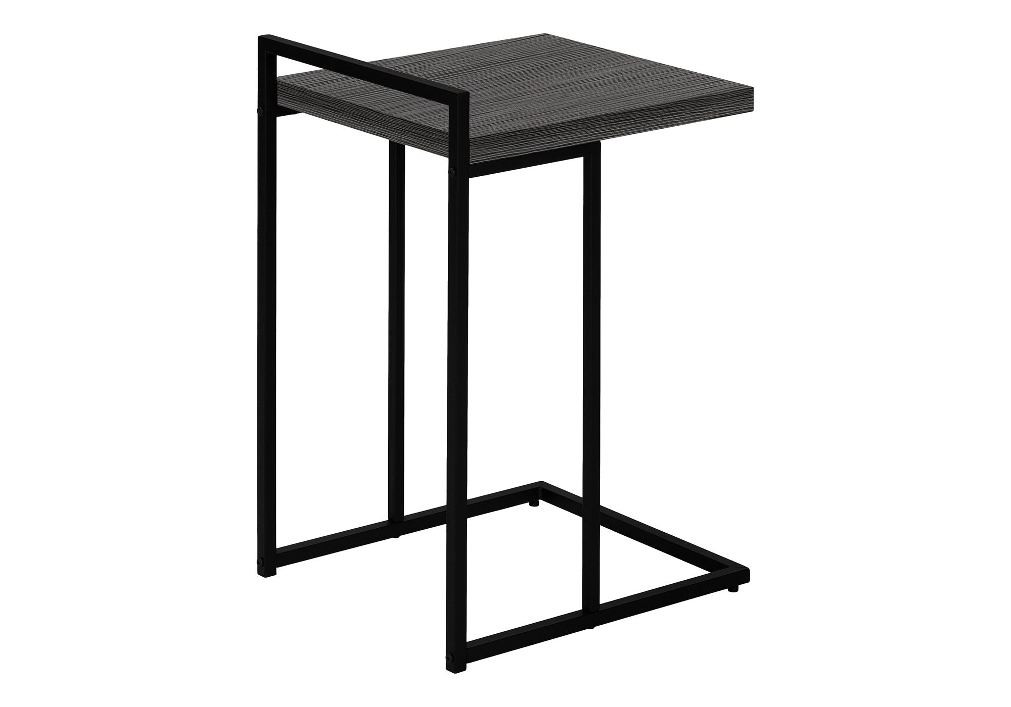 27" Dark Gray and Black Wood and Iron End Table