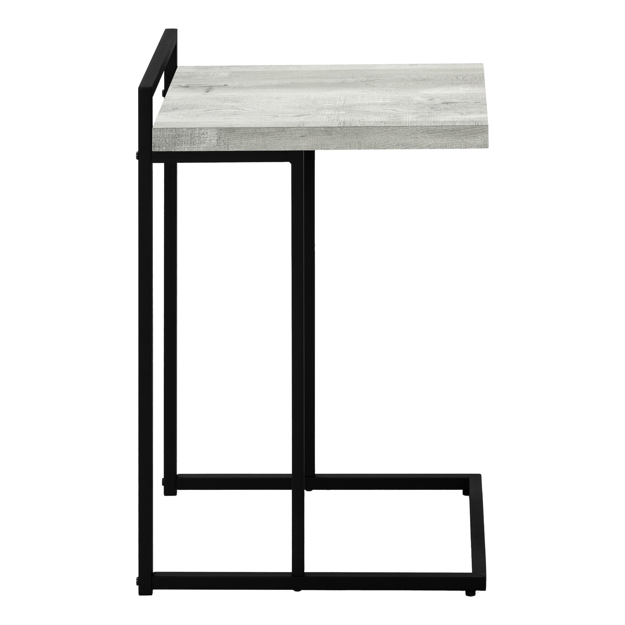 27" Gray and Black Distressed Reclaimed Wood and Iron End Table