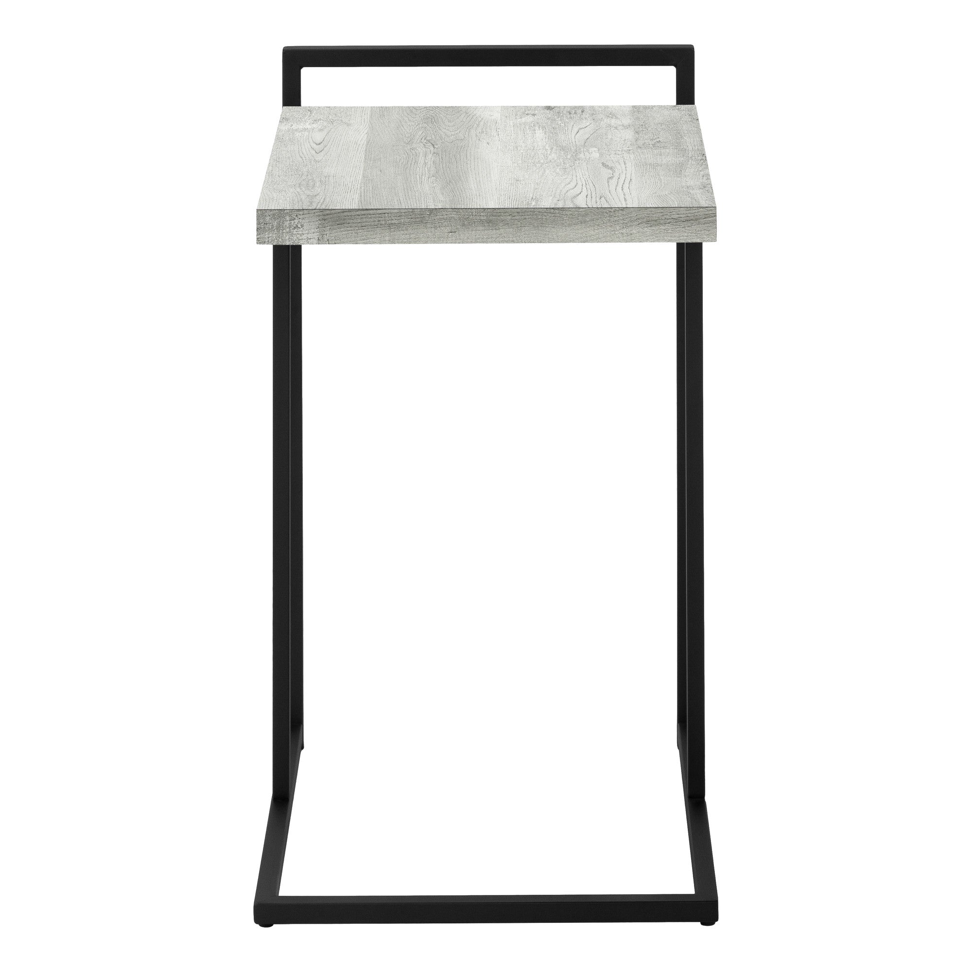 27" Gray and Black Distressed Reclaimed Wood and Iron End Table