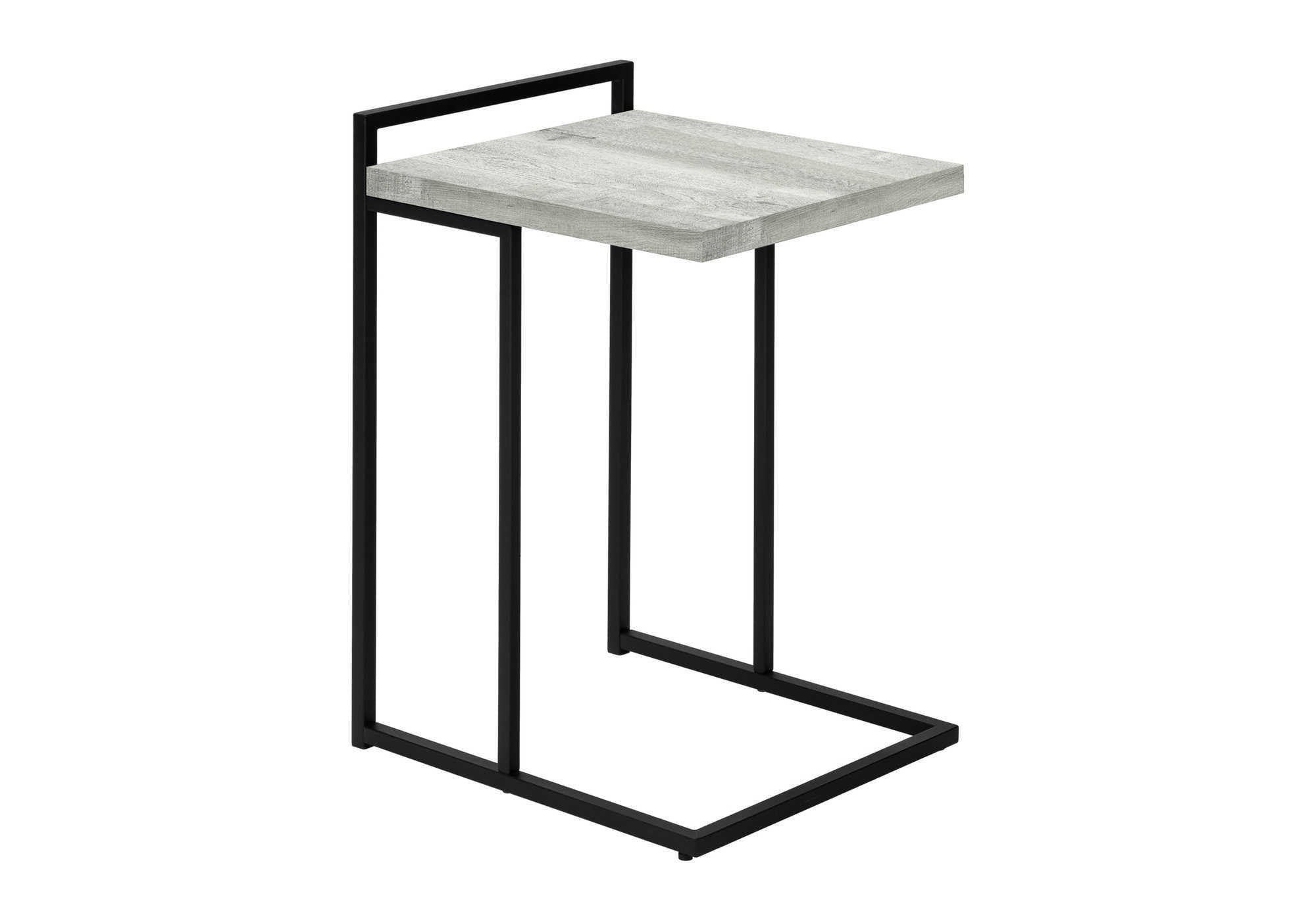 27" Gray and Black Distressed Reclaimed Wood and Iron End Table