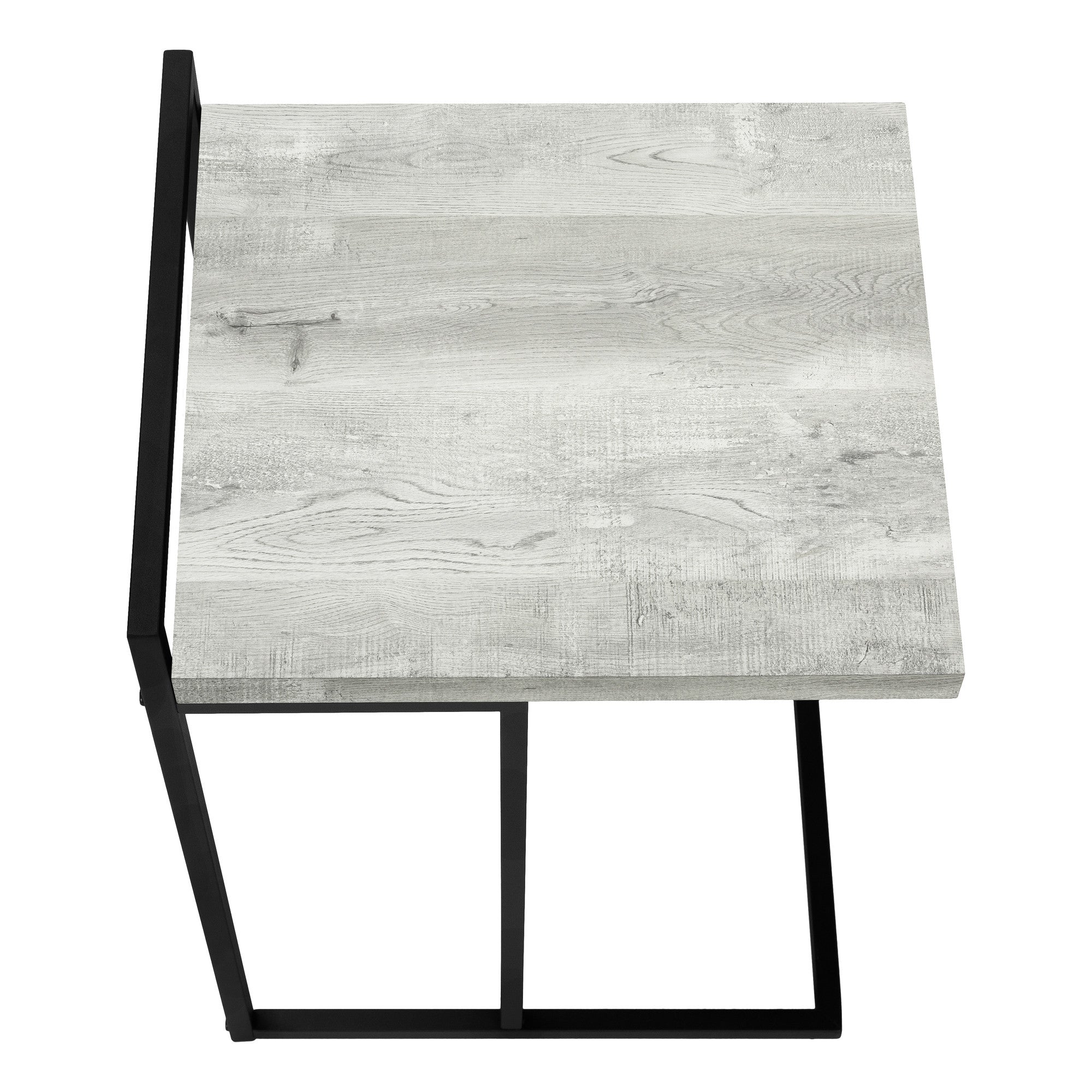 27" Gray and Black Distressed Reclaimed Wood and Iron End Table