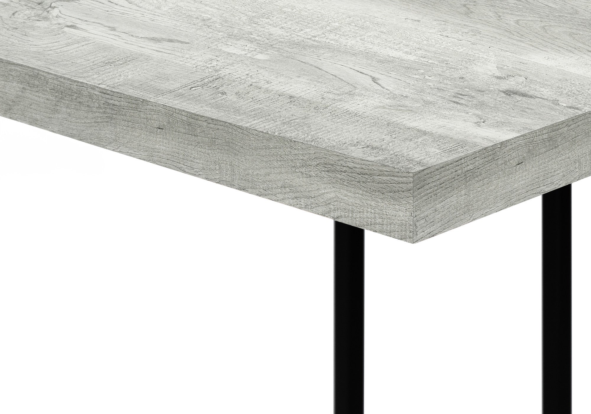27" Gray and Black Distressed Reclaimed Wood and Iron End Table