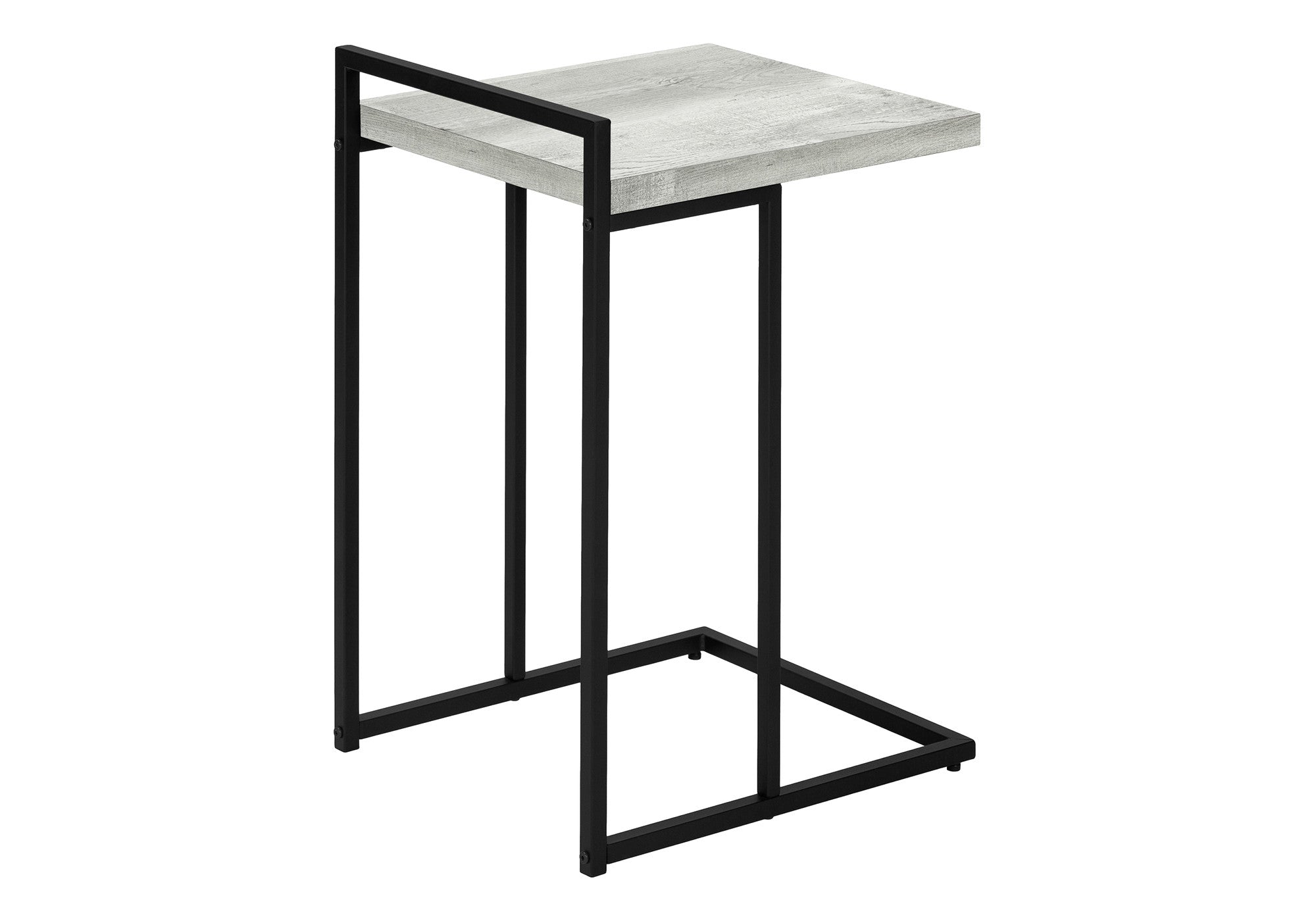 27" Gray and Black Distressed Reclaimed Wood and Iron End Table