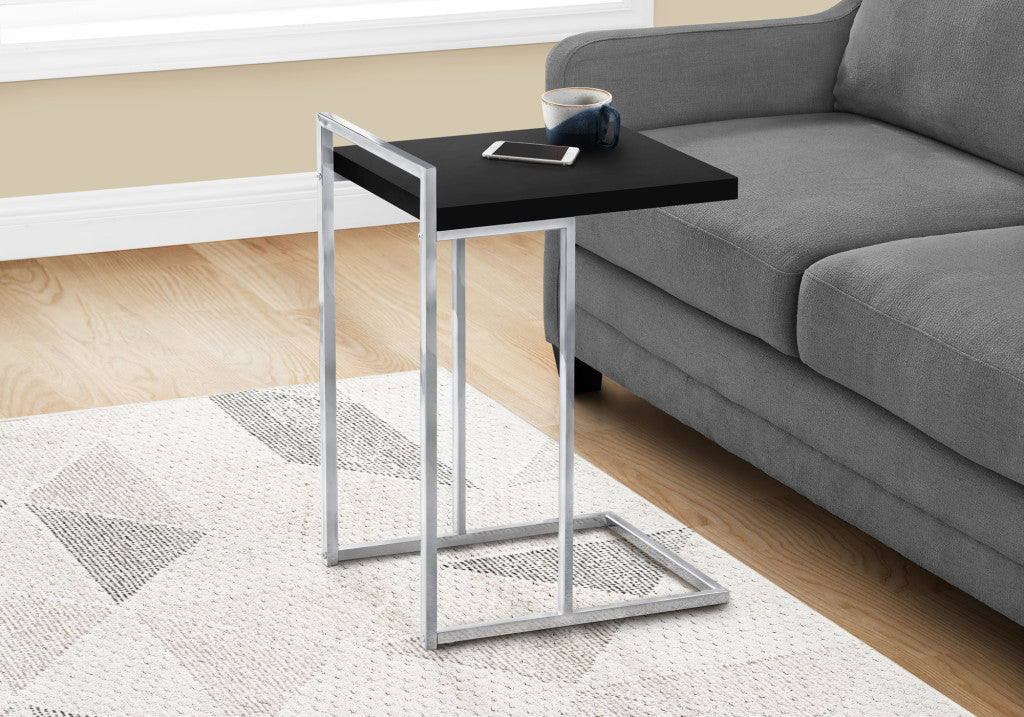 27" Black and Silver Wood and Iron End Table
