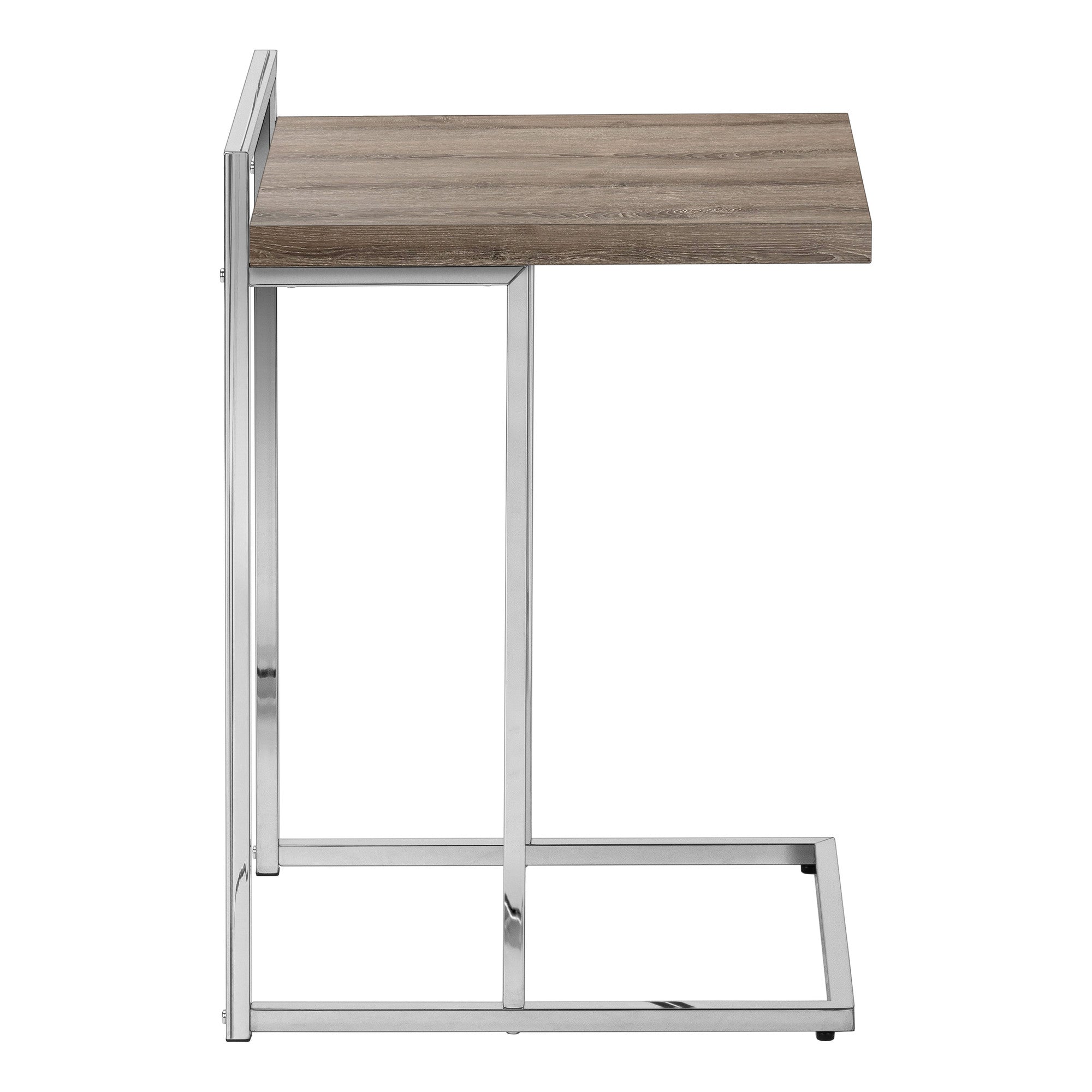 27" Taupe and Silver Wood and Iron End Table