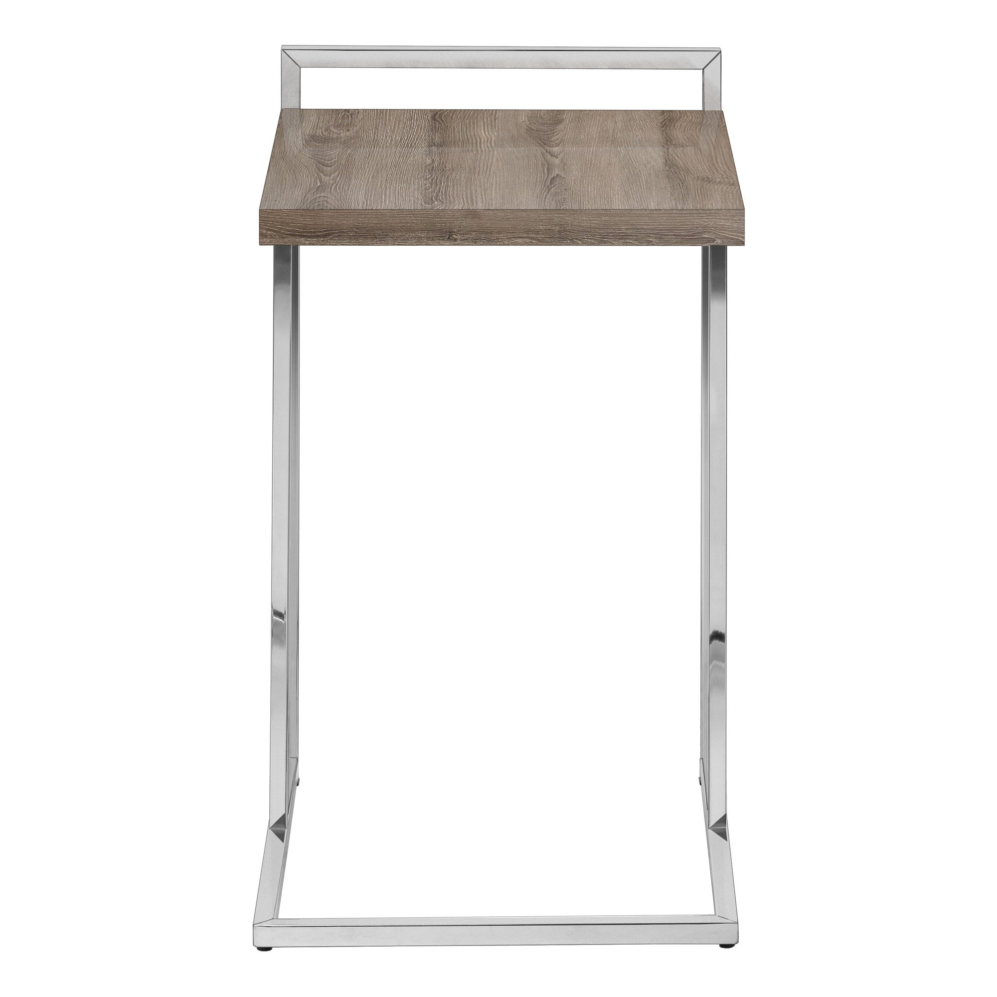 27" Taupe and Silver Wood and Iron End Table